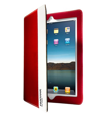 Apple iPad 2 Standing Book Case - Pantone Red Color Protective Cover for Work, Study & Travel