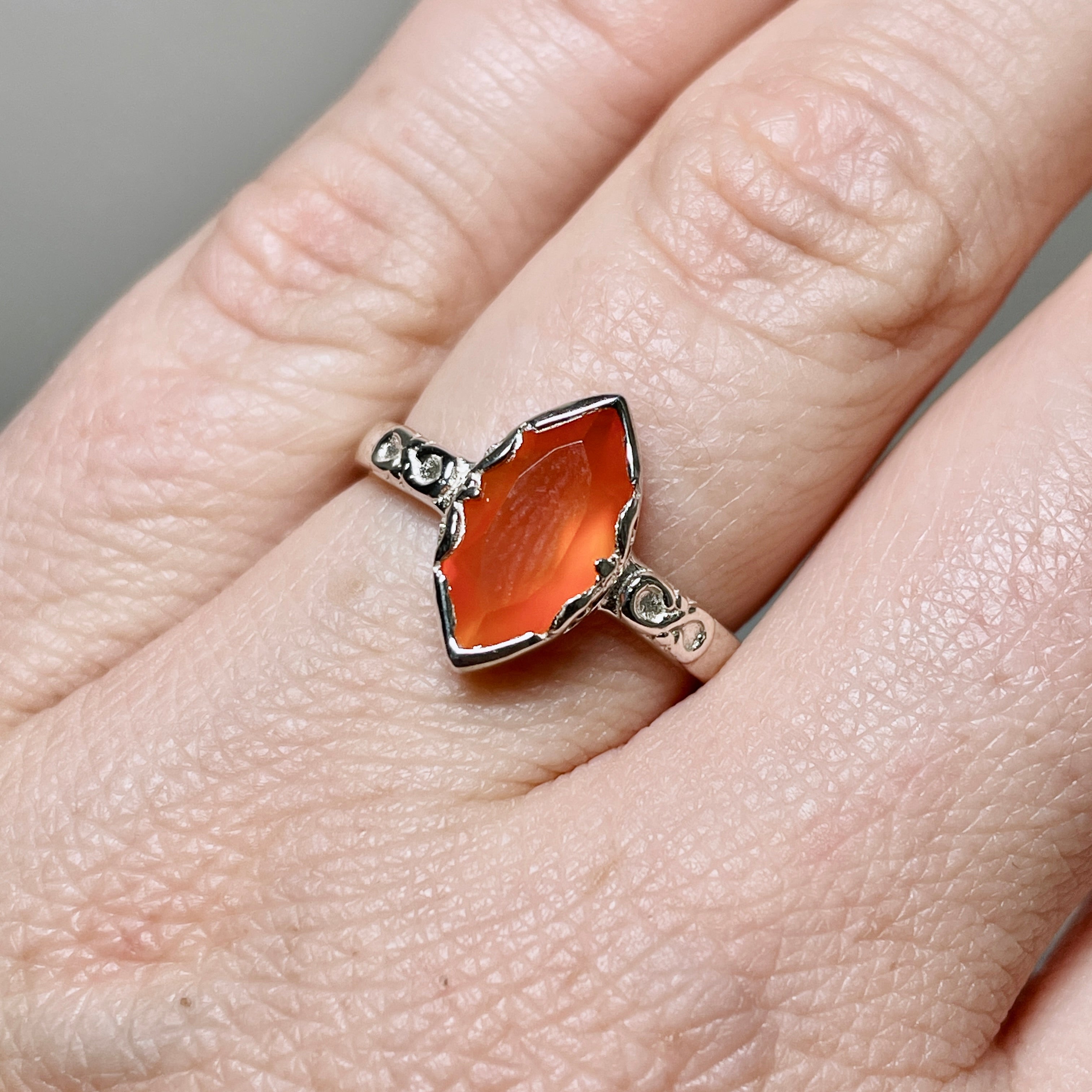 Natural Carnelian Faceted Marquise Ring in Sterling Silver - Elegant Decorative Setting R3726 | Perfect for Weddings, Parties & Special Occasions