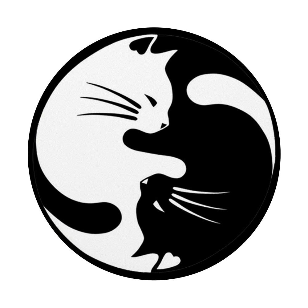 Yin Yang Cat PopSockets PopGrip - Interchangeable Phone Grip for iPhone, Samsung & Tablets - Perfect for Gaming, Selfies & Everyday Use