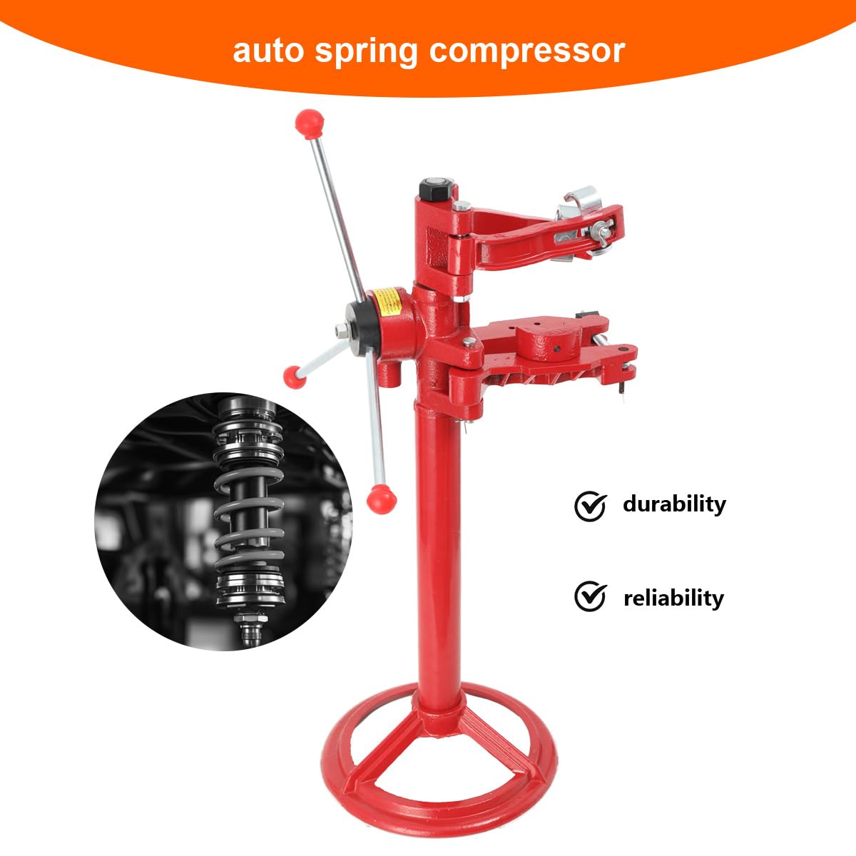 Auto Spring Compressor Tool - Heavy Duty 20 Inch Max Height Strut Coil Spring Press for Car Suspension Repair | Hand Operated Shock Spring Compressor Kit | Perfect for DIY Mechanics & Professional Auto Shops