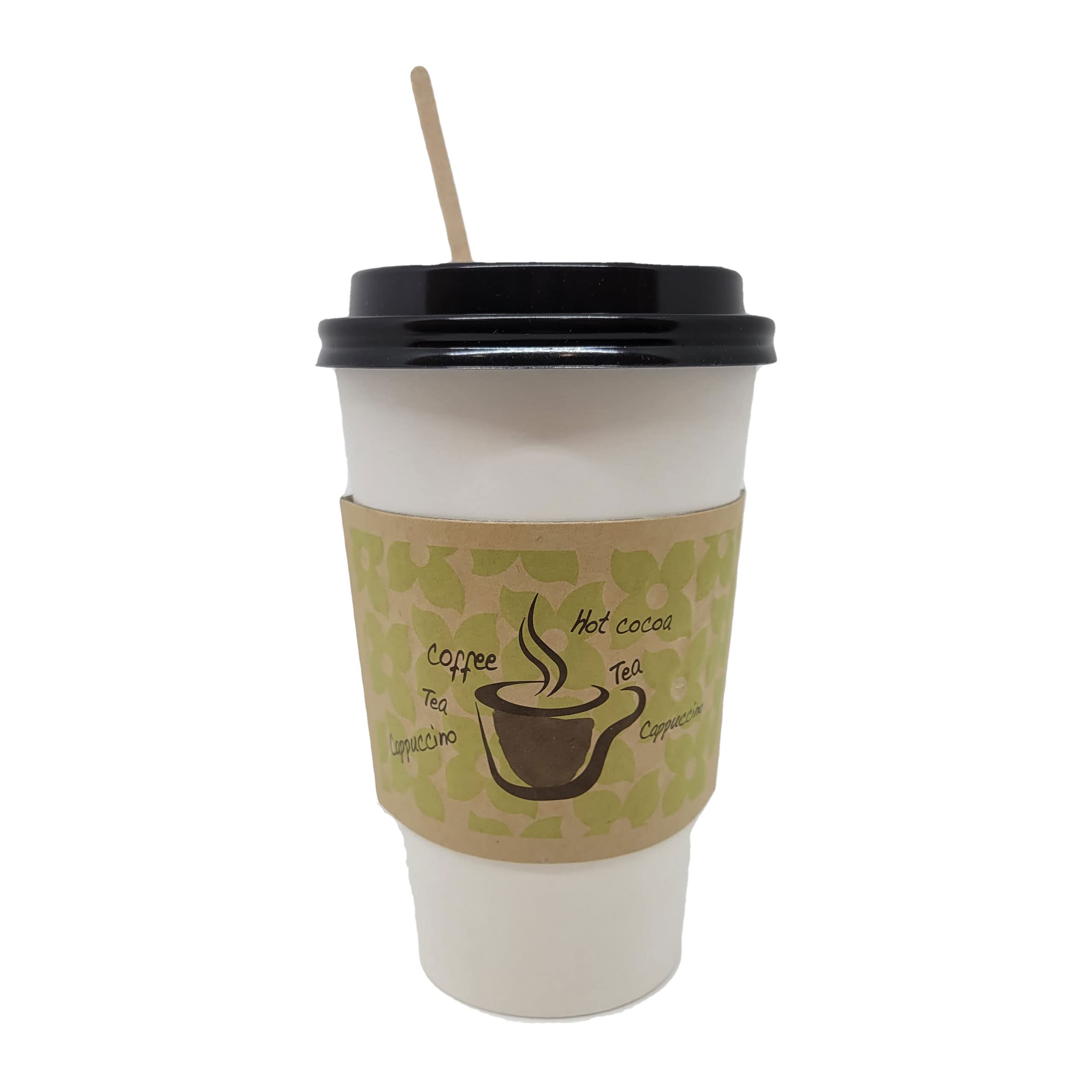 16 oz Disposable Paper Coffee Cups with Lids, Sleeves & Stirrers - 100 Pack | Eco-Friendly Hot/Cold Drink Containers for Coffee Shops, Offices & Events