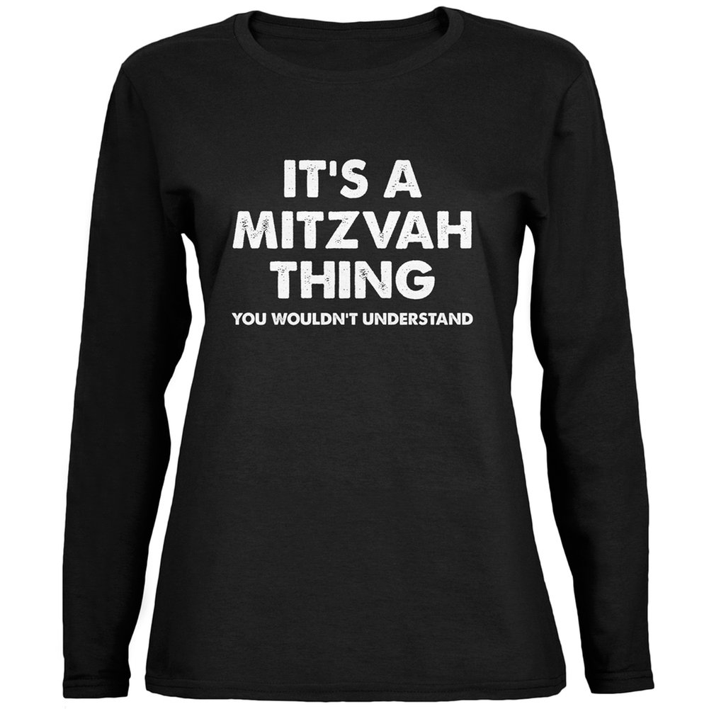 Old Glory 'It's A Mitzvah Thing' Women's Black Long Sleeve T-Shirt - Small | Casual Wear, Jewish Celebrations & Everyday Comfort