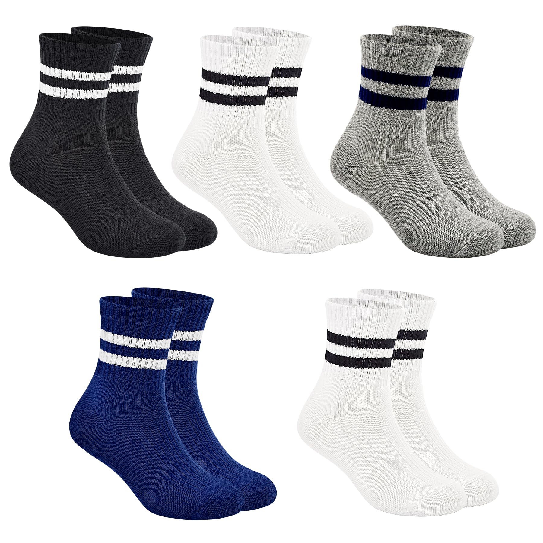**Boys & Girls Cotton Athletic Crew Socks - 5 Pairs Pack for Kids 1-12 Years | Comfortable & Durable for School, Sports & Daily Wear**