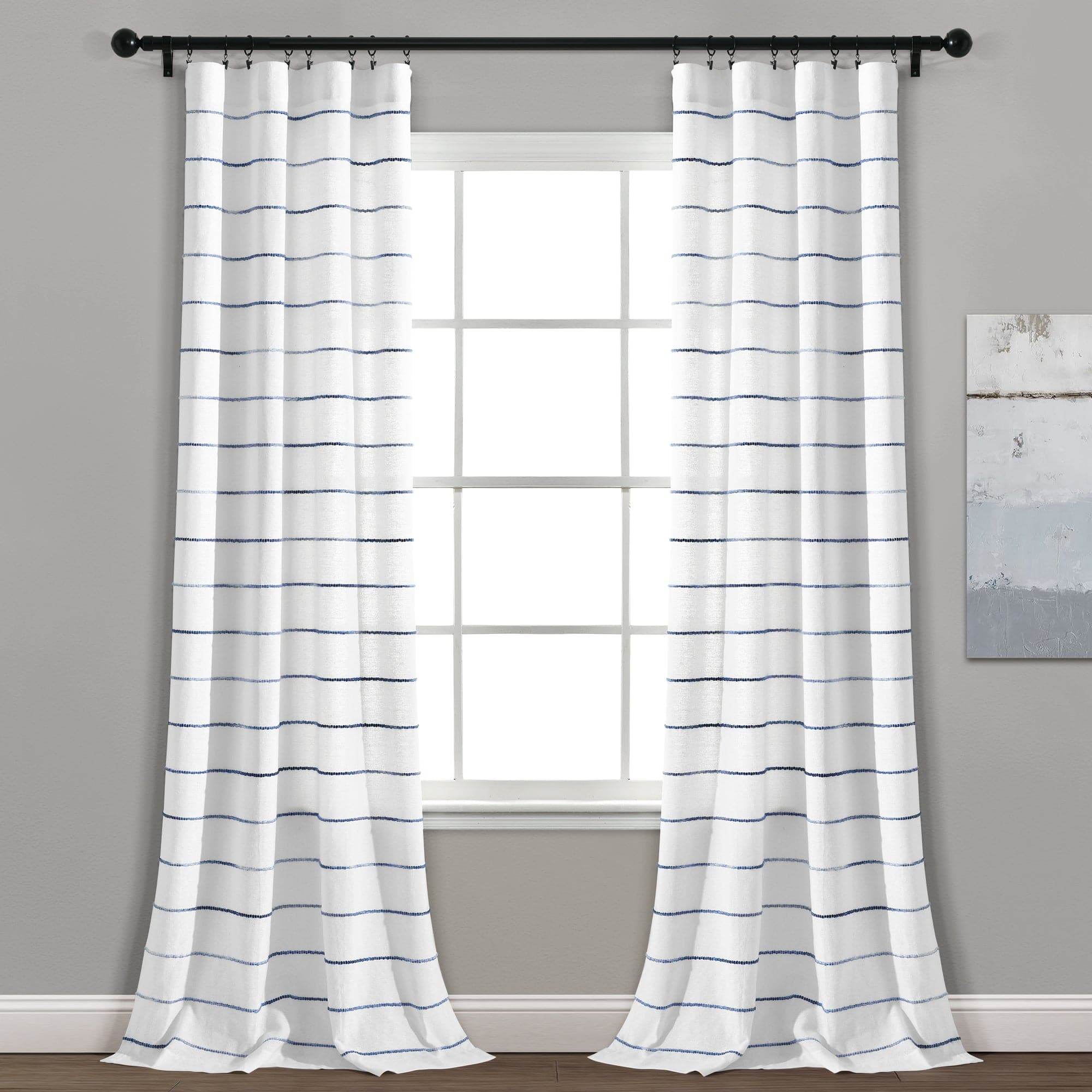 Ombre Stripe Yarn Dyed Recycled Cotton Blend Window Curtain Panel Set - Eco-Friendly Blackout Drapes for Living Room & Bedroom - Light Filtering & Noise Reducing Home Decor