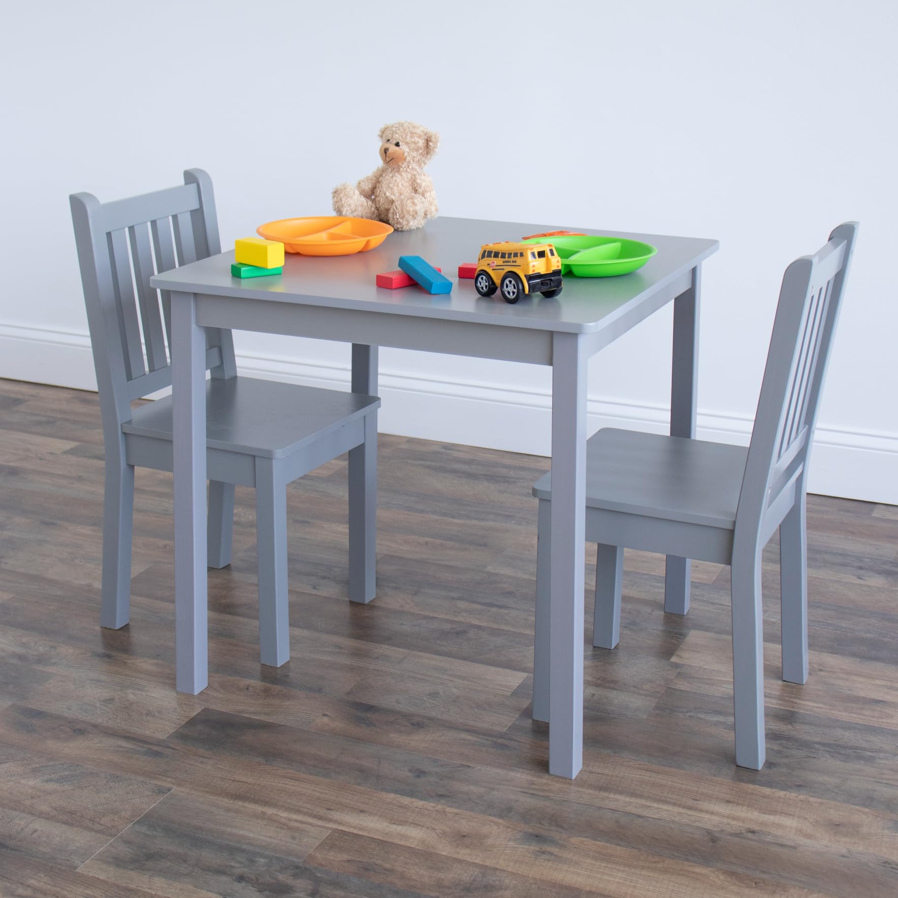 Humble Crew Kids Wooden Table and 2 Chairs Set - Square Toddler Activity Table for Arts, Crafts & Snack Time - Sturdy Durable Children's Furniture for Playroom, Classroom & Home Learning