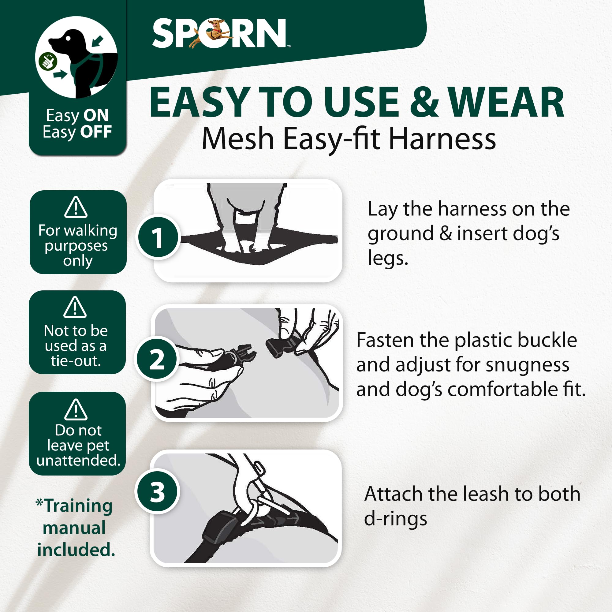 Sporn Easy-Fit Mesh Dog Harness for Medium Dogs - Turquoise Soft Nylon No-Choke Pet Harness, Breathable & Comfortable Dog Walking Vest for Medium Breeds - Perfect for Daily Walks, Hiking & Outdoor Adventures