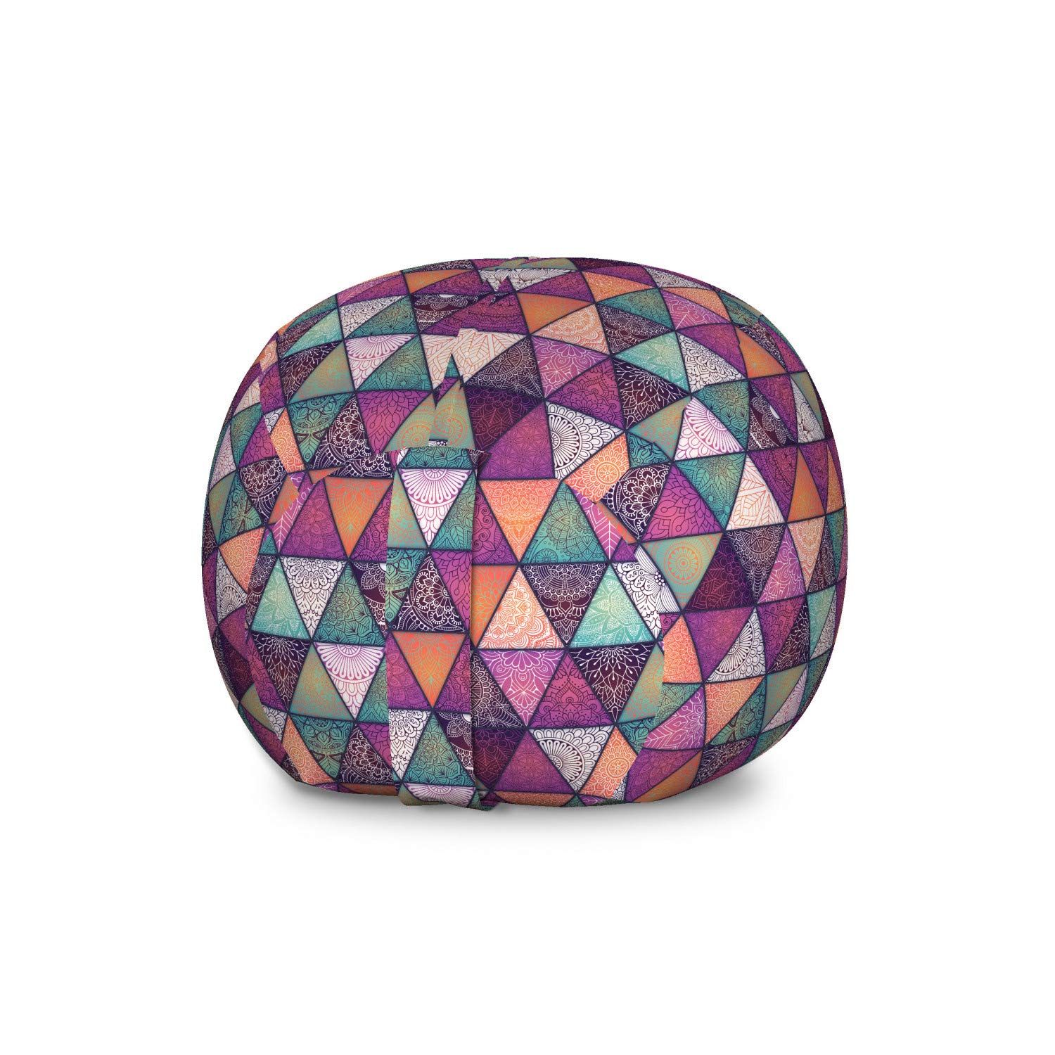 Ambesonne Large Washable Toy Storage Bag Chair - Ethnic Floral Patchwork Design with Geometric Triangles, Stuffed Animal Organizer for Kids' Room Decor | Perfect for Playroom, Bedroom & Nursery Organization