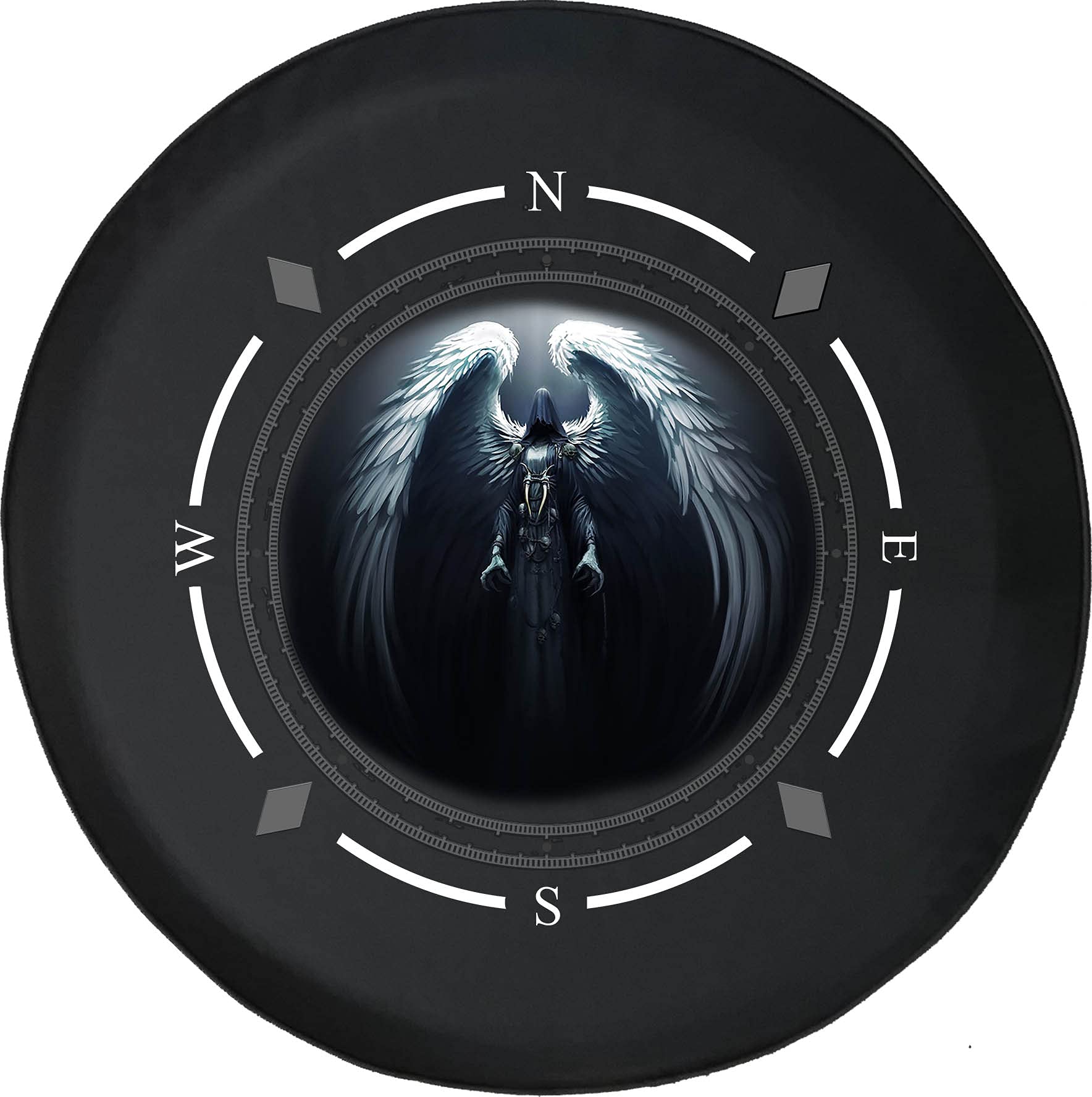 Premium American Unlimited Spare Tire Cover with Compass & Grim Reaper Design - Universal Fit for SUVs, Trailers, RVs & Most Vehicles | Durable Wheel Protection for Off-Road Adventures & Camping Trips