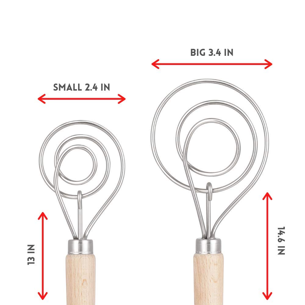 Premium Danish Dough Whisk - Hand Mixer for Bread Dough | Artisan Baking Tool | Made in Europe | Perfect for Homemade Bread, Pastries & Pizza Dough