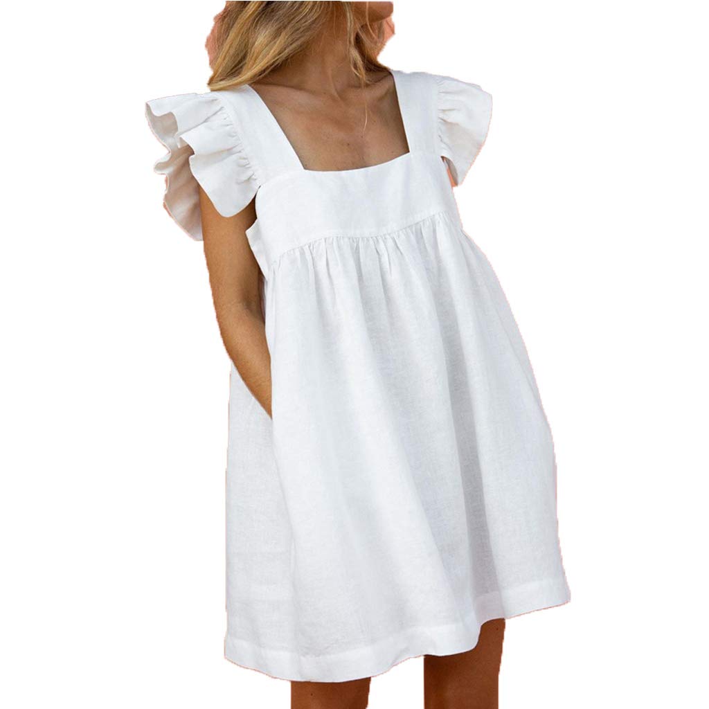 Women's Plus Size Sleeveless Ruffle Shift Dress - Summer Casual Flowy Dress in Sizes S-5XL | Perfect for Beach, Vacation & Outdoor Events