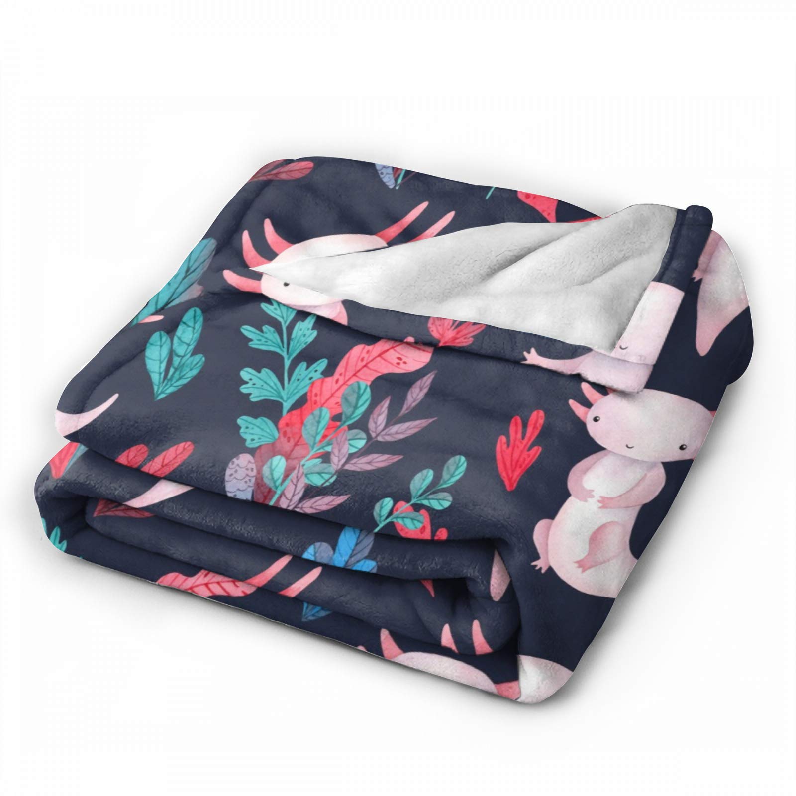 Cute Axolotl Flannel Blanket - Super Soft & Warm King Size 120x90 Inch - Cozy Blanket for Bed, Couch, Sofa - Perfect for Family Movie Nights, Camping & Winter Snuggles