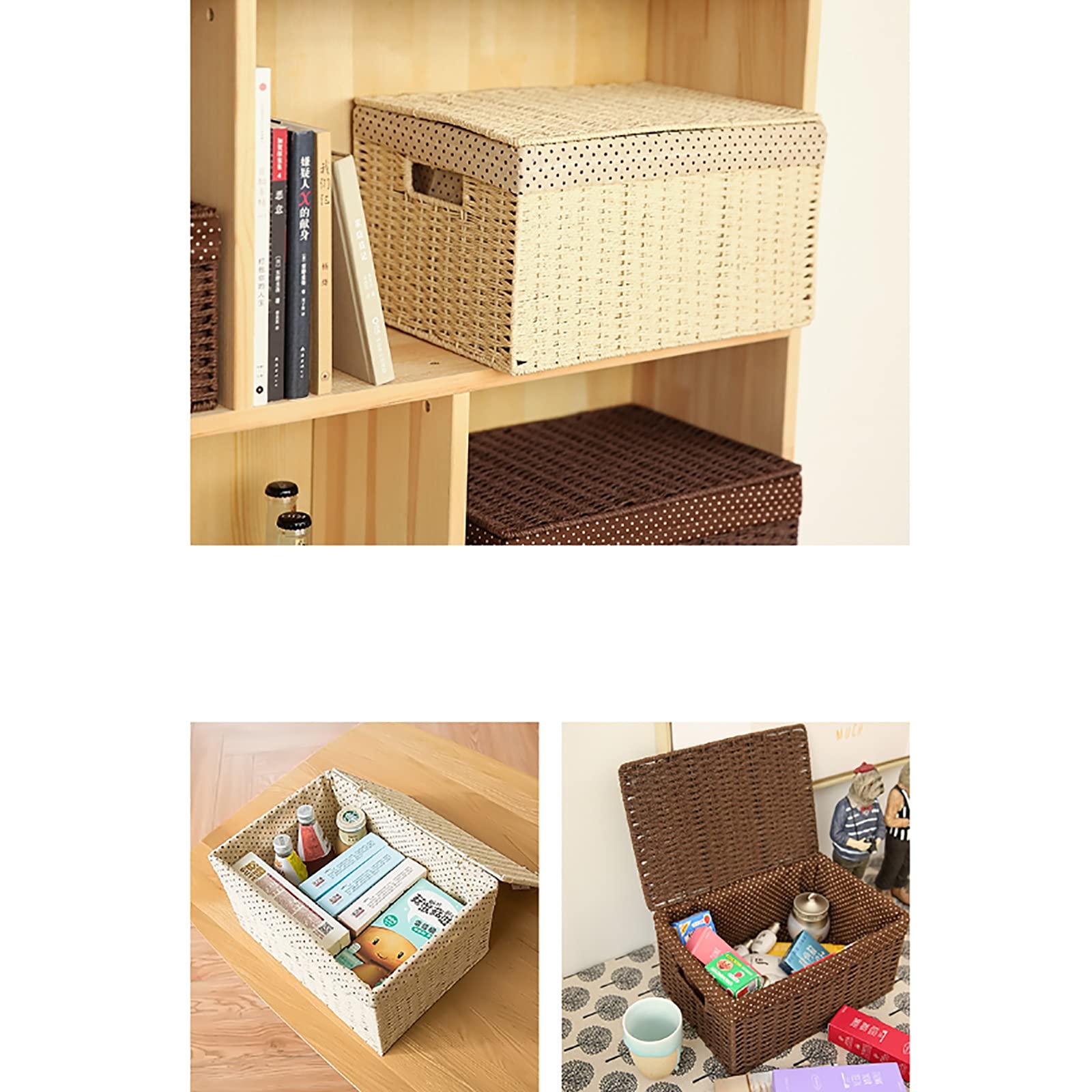 Rattan Storage Basket - Woven Clothes Organizer Box for Closet, Household Snacks & Sundries (38×26×24cm) - Perfect for Bedroom, Bathroom & Office Organization