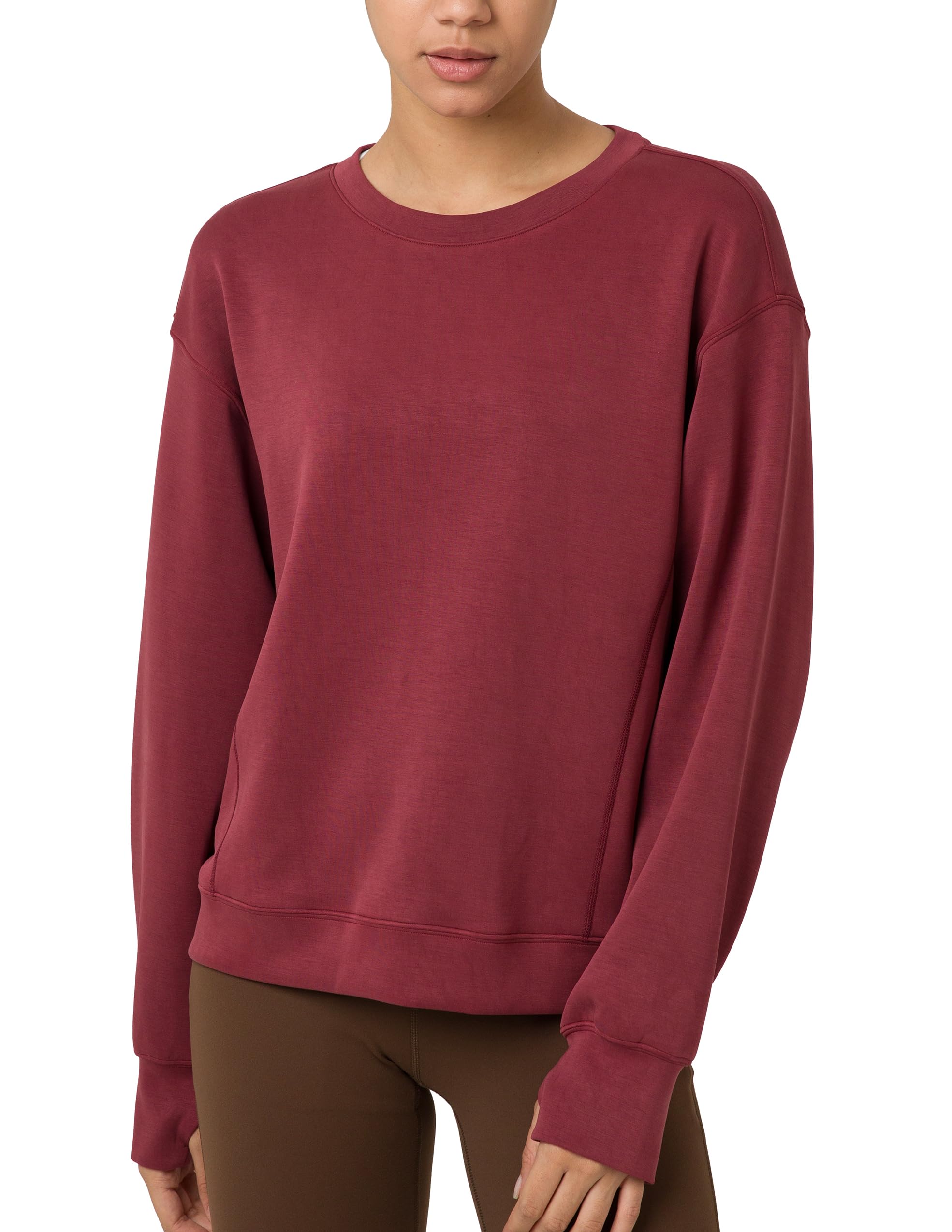 Colorfulkoala Women's Long Sleeve Athletic Sweatshirt - Soft Modal Crewneck Pullover Top for Yoga, Running & Casual Wear