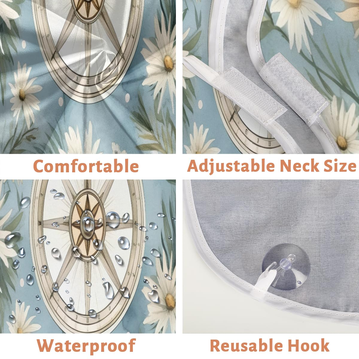 **Men's Beard Shaving Bib with Daisy Compass Design - Waterproof Hair Dye & Makeup Apron for Barbers, Stylists & DIY Grooming - Sink Hair Catcher & Beard Trimming Accessory - Perfect for Home Salon, Barber Shops & Gifts**