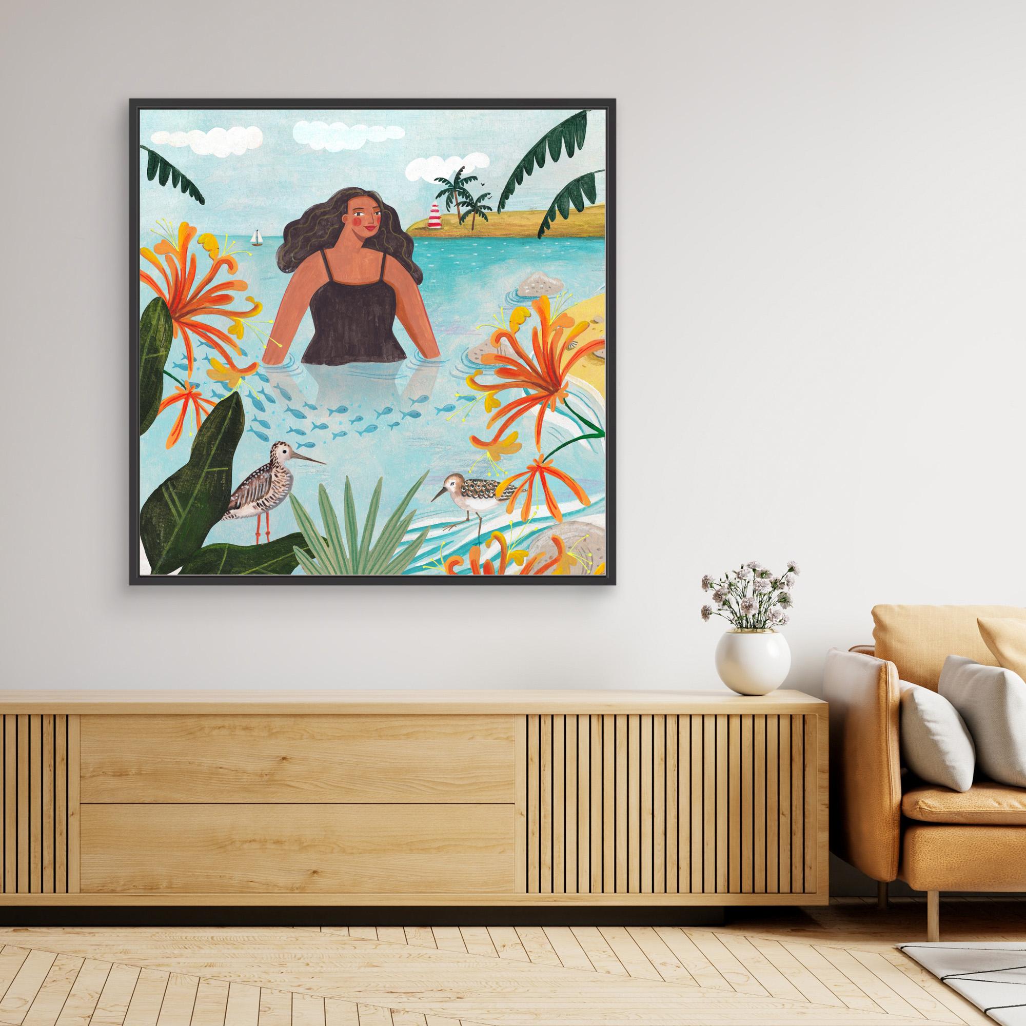 Caroline Bonne Müller 'Walking in the Sea' Canvas Art Print - Coastal Wall Decor for Beach House, Living Room & Bedroom