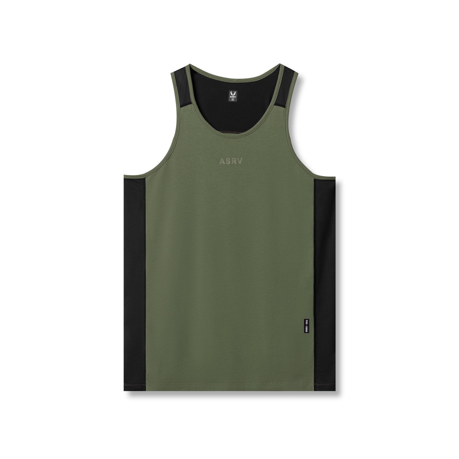 0809. Supima® Mesh Panel Training Singlet - Olive | Breathable Workout Top for Men | Gym, Running & CrossFit Performance Apparel
