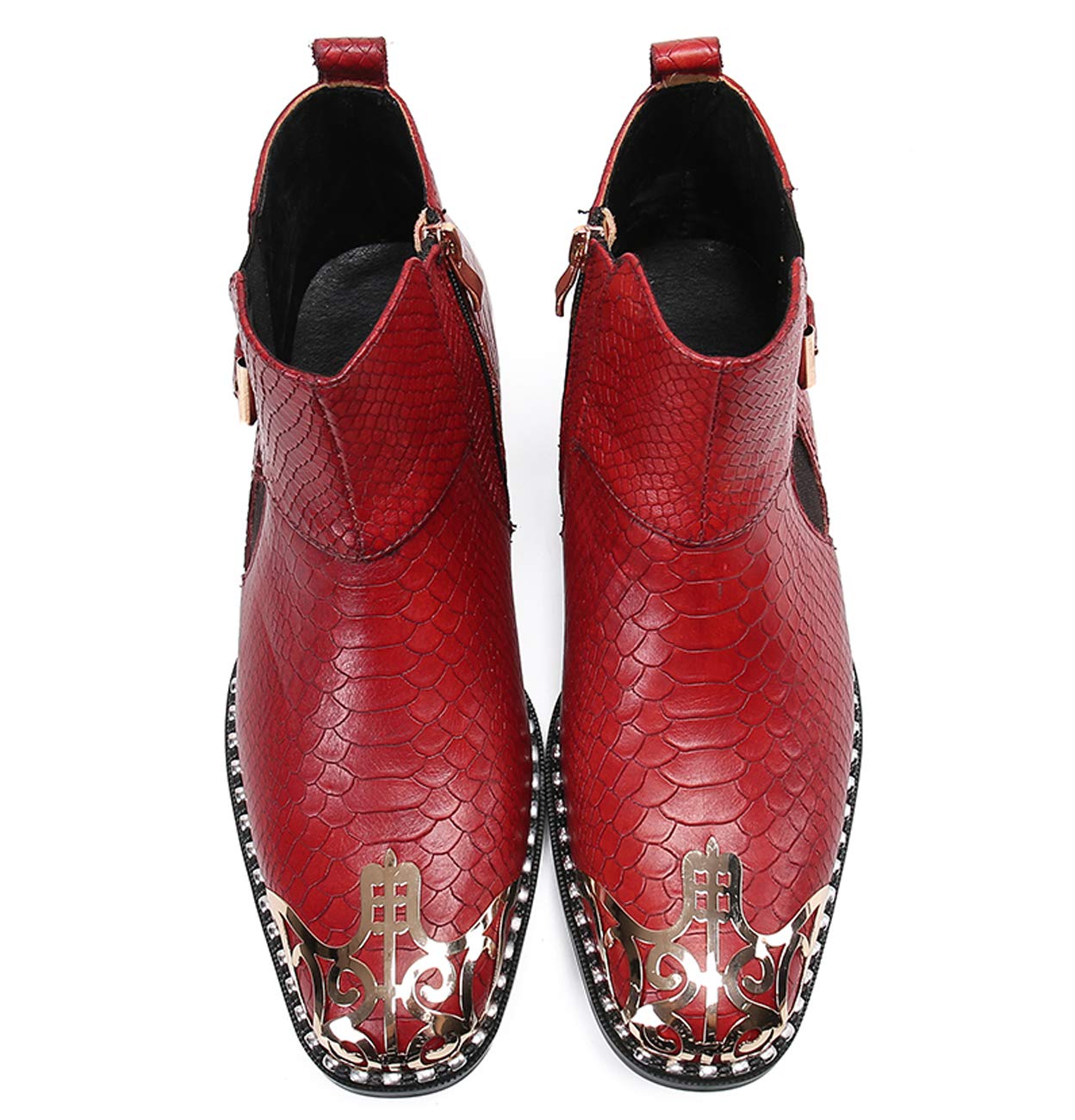 Santimon Men's Western Chelsea Boots - Genuine Leather Dress Boots with Metal Tip & Zipper - Comfortable Cowboy Boots for Casual Wear, Office & Night Out
