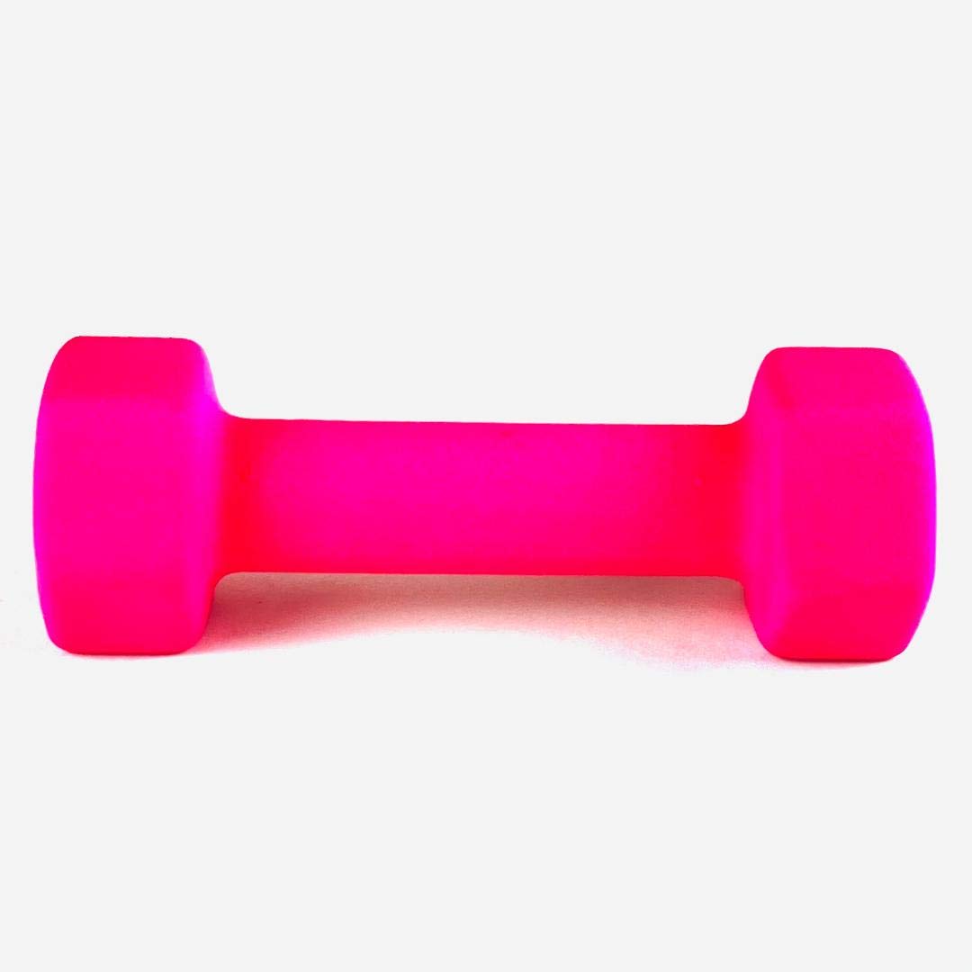 FRS Neoprene Coated Hex Dumbbell Weights 3LB Pair - Hot Pink for Women's Home Gym, Strength Training & Yoga | Non-Slip Grip, Quiet Workout Equipment