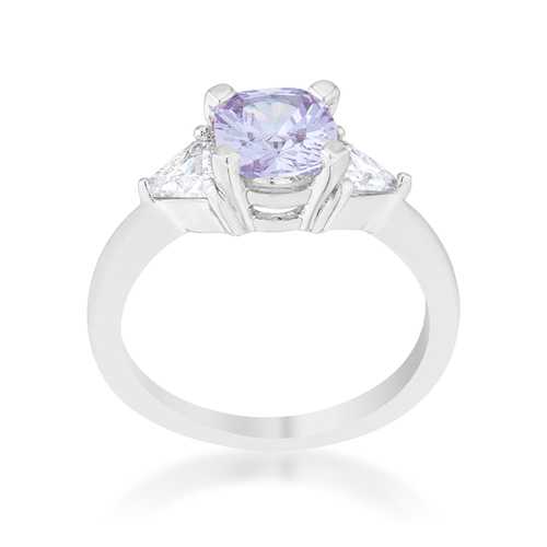 1.8ct Lavender Cubic Zirconia Rhodium Plated Cushion Cut Statement Ring for Women - Elegant Evening Wear & Special Occasion Jewelry Gift