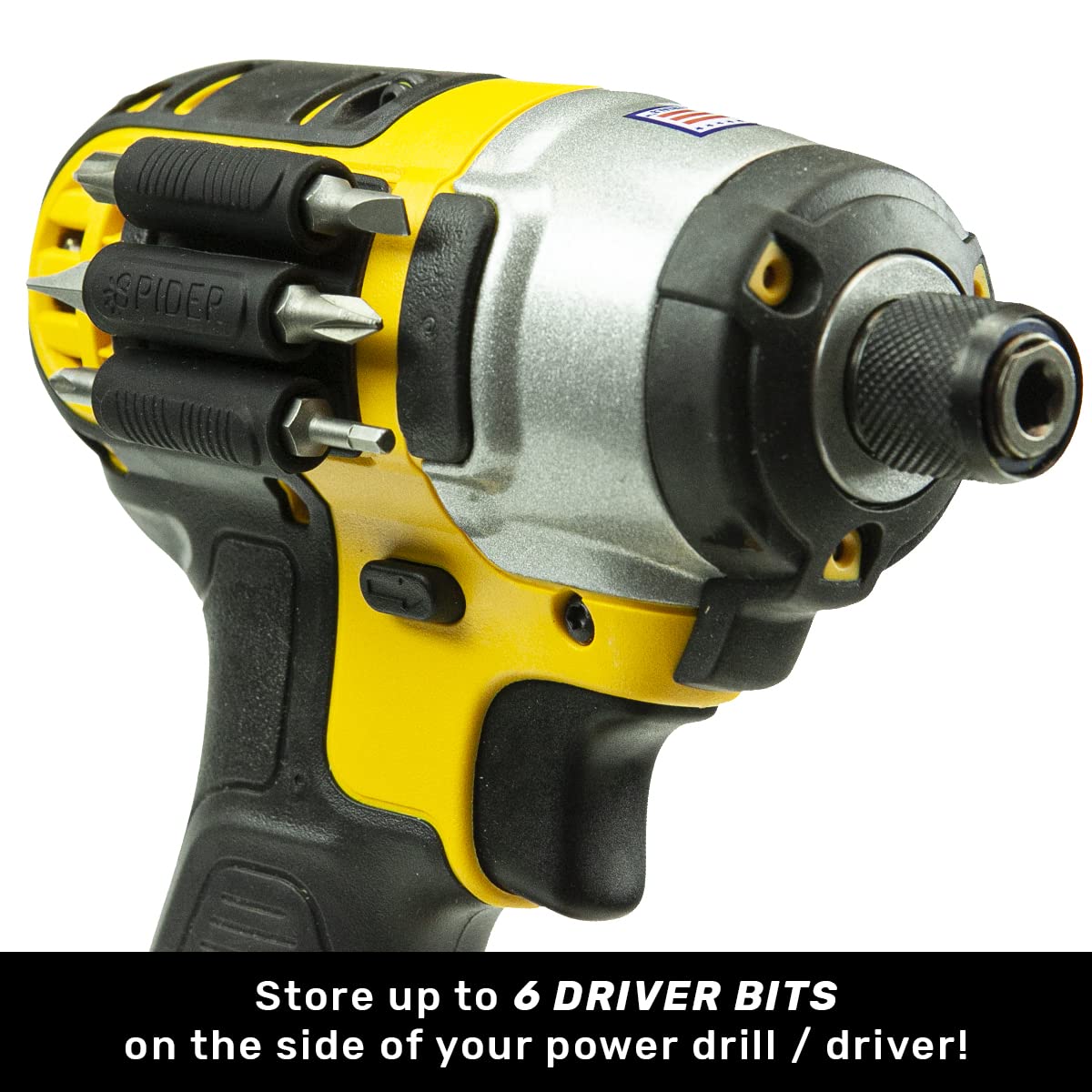 BitGripper V2 Spider Tool Holster - 4-Pack High Strength 3M Adhesive Drill Bit Holder for Power Drills & Drivers - Quick Access to 6 Driver Bits - Perfect for Construction, DIY Projects & Home Repairs