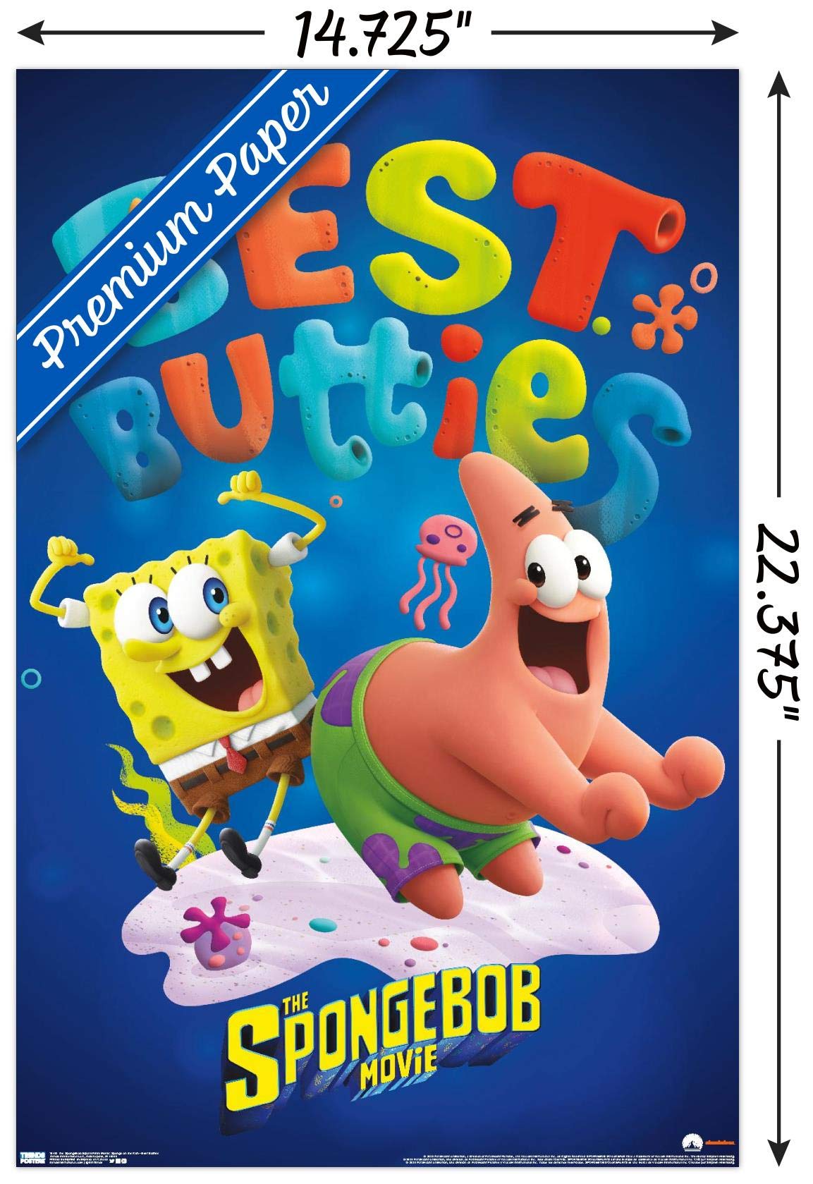 Trends International The SpongeBob Movie: Sponge On The Run Wall Poster - 14.725 x 22.375 Inches, Premium Unframed Art Print for Kids Room Decor, Living Room, Office & Dorm Wall Art