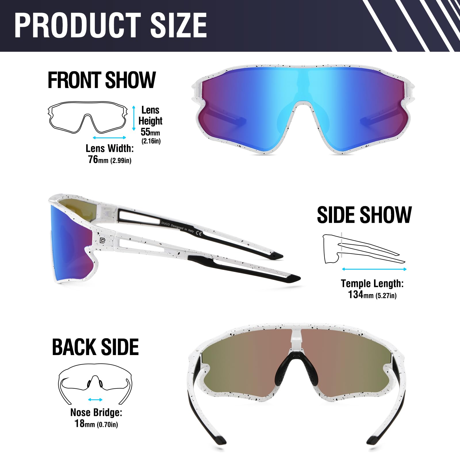 DUCO Sports Polarized Sunglasses for Men & Women - UV400 Protection Running Cycling Fishing Baseball Glasses - Lightweight Comfortable for Outdoor Sports & Driving (Model DC0023)