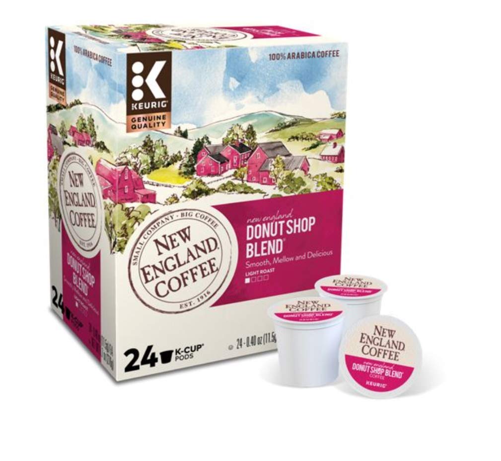 New England Coffee Donut Shop Blend K-Cups - Medium Roast Coffee Pods for Keurig Brewers - Perfect for Breakfast, Office & Home Use