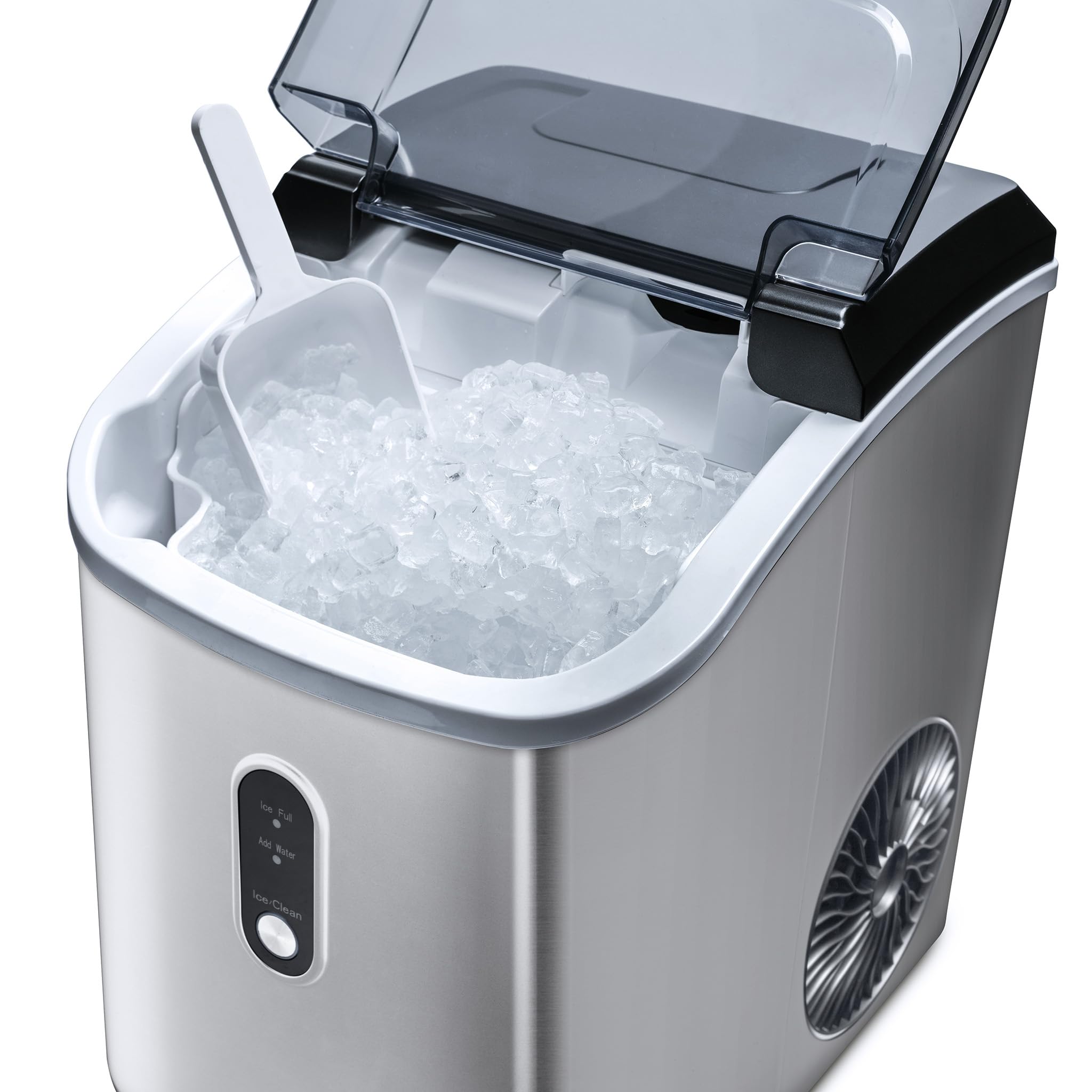 NewAir Nugget Countertop Ice Maker Machine - 26 lbs. Sonic Ice Maker with Self-Cleaning Function & Refillable Water Tank | Stainless Steel Portable Ice Machine for Home, Office, Kitchen, Coffee Bar, Parties & Outdoor Use