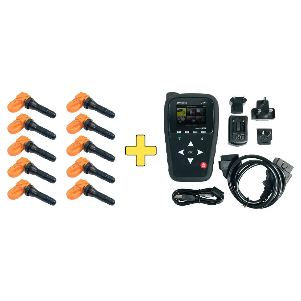 HUF TPMS DT41 Tire Pressure Monitoring System Tool & 10 Dual Band Sensors Bundle Kit for Car, Truck, RV - Professional TPMS Programming, Activation, Relearn, Service for Auto Shops & DIY Mechanics