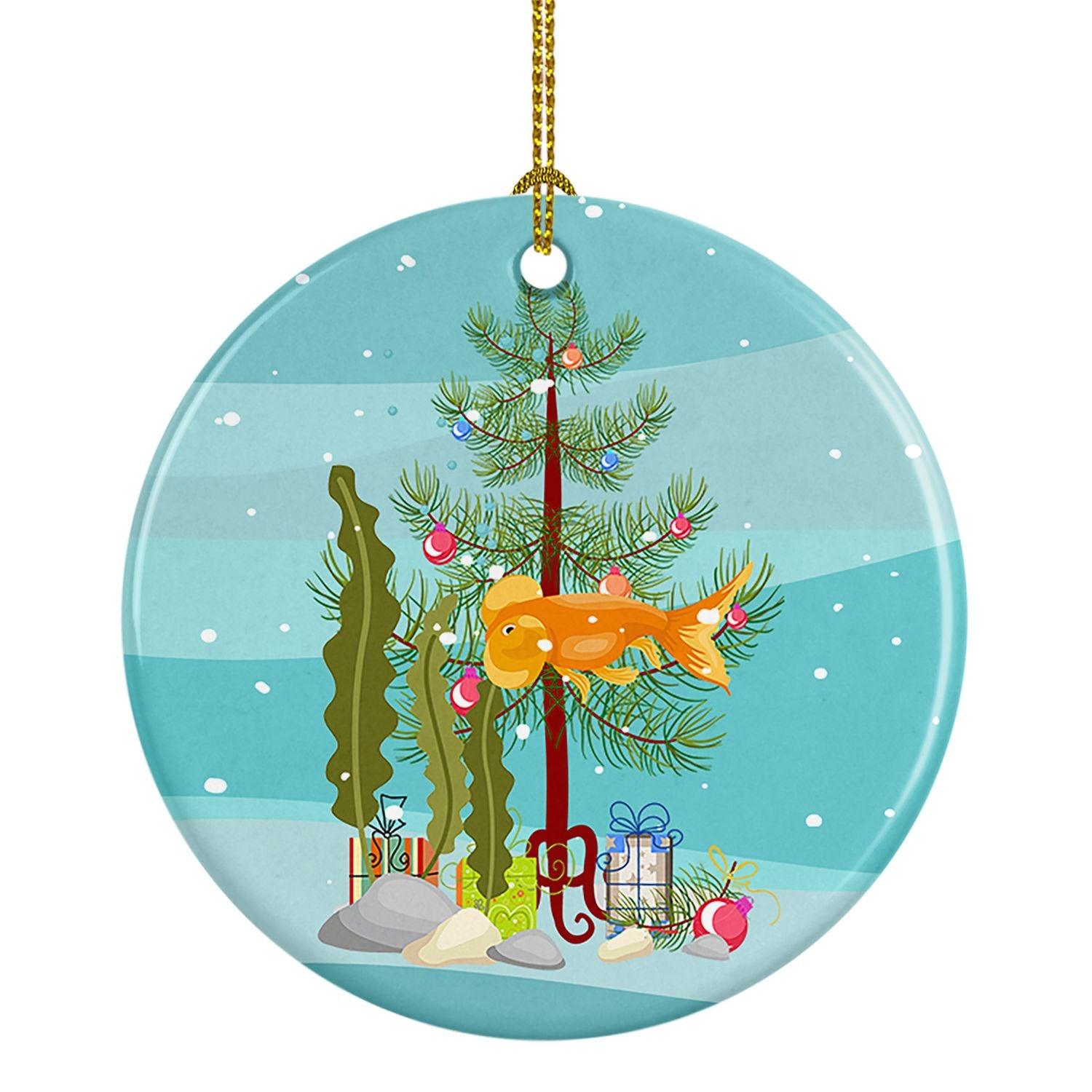 Bubble Eyed Goldfish Christmas Ceramic Ornament - 3 Inch Multicolor Hanging Decor for Tree, Home, Holiday Party | Perfect Gift for Fish Lovers & Christmas Decorations