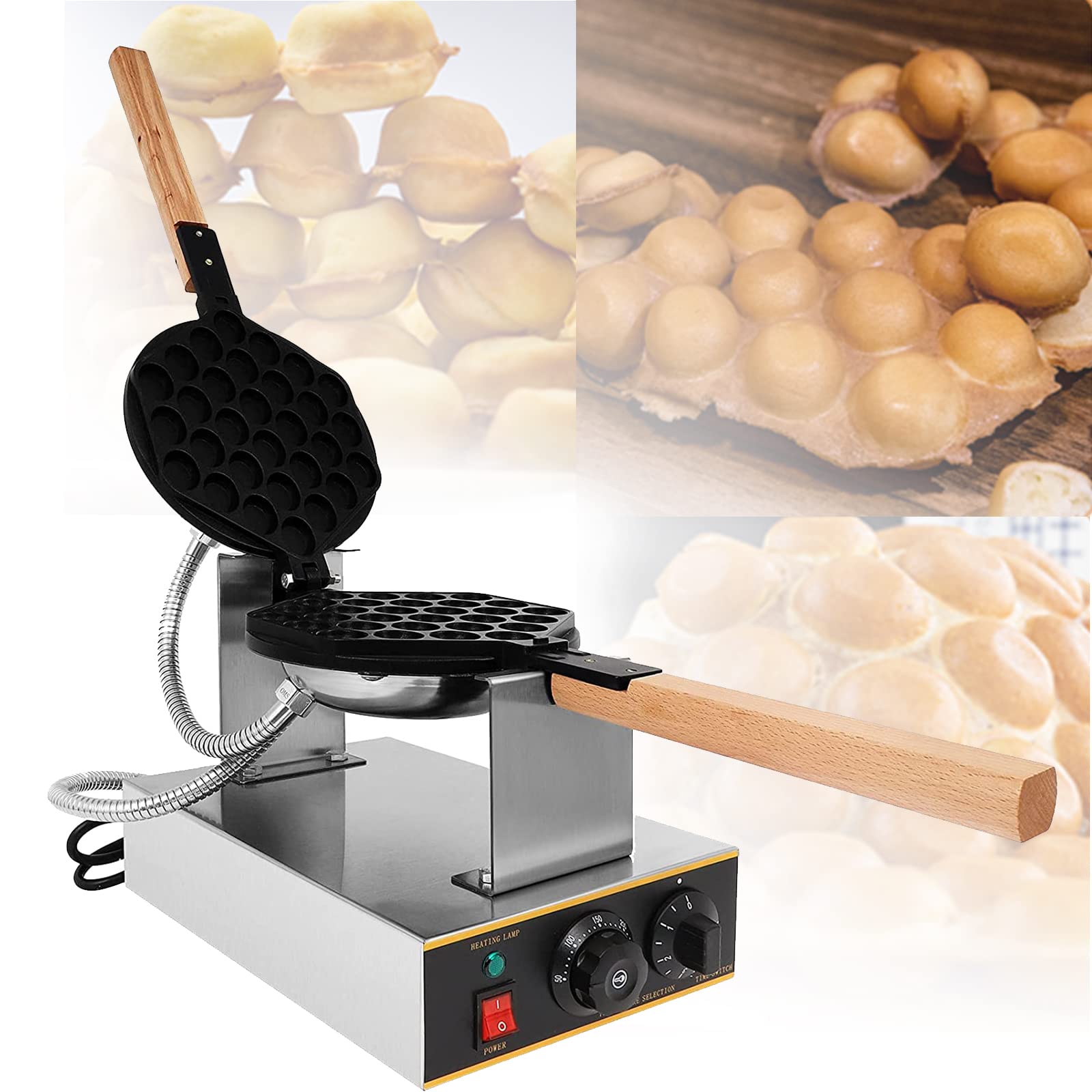 KKVV 1400W Commercial Electric Bubble Waffle Maker - Nonstick Egg Waffle & Muffin Machine for Restaurants, Bakeries & Home Use - Perfect for Making Hong Kong Style Bubble Waffles, Poffertjes & Desserts