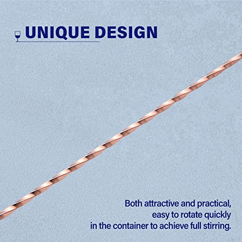 2 Pcs 12 Inches Bar Spoon Set - Long Handle Stainless Steel Mixing Stirrers for Cocktails & Drinks - Rose Gold Cocktail Shaker Spoon - Perfect for Bartending, Home Bars & Party Mixing