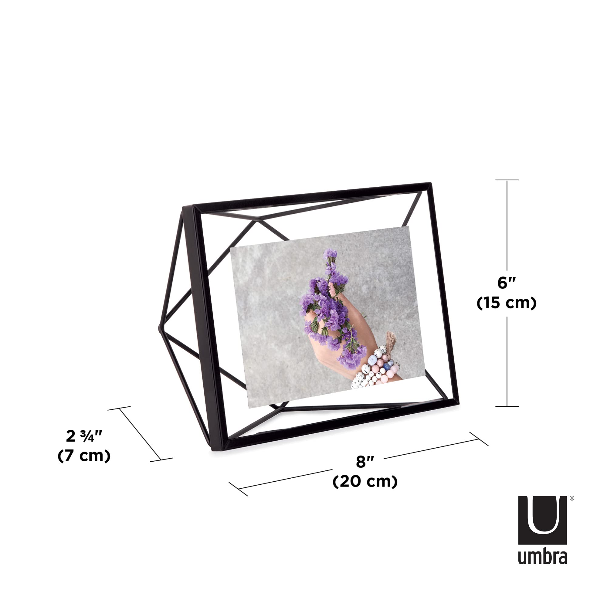 Umbra Prisma 4x6 Inch Black Metal Picture Frame - Wall Mount or Tabletop Photo Display for Home & Office Decor - Perfect for Family Photos, Wedding Pictures & Artwork
