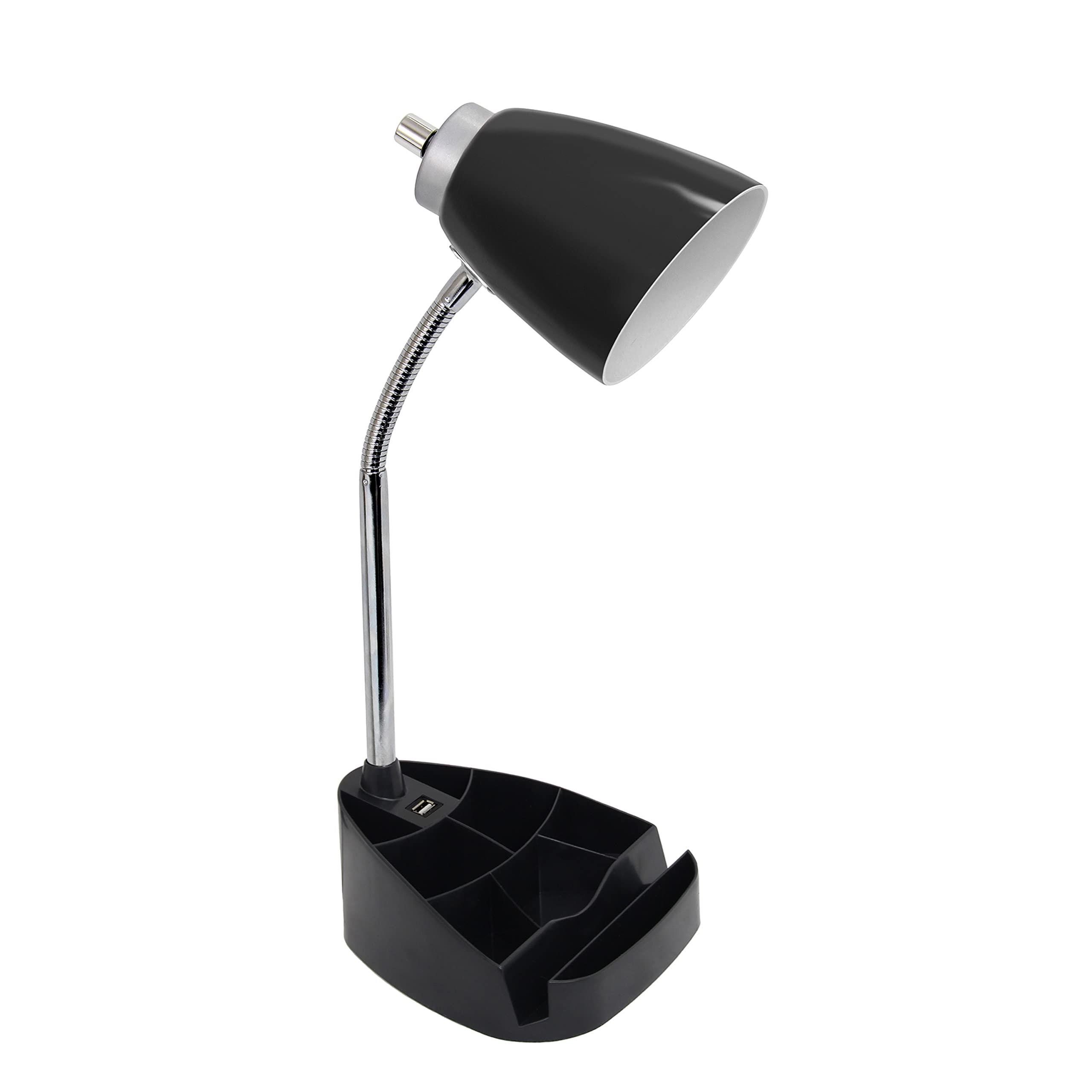Simple Designs LD1056-BLK Adjustable Gooseneck Desk Lamp with iPad/Tablet Stand, Book Holder & USB Charging Port - Black (6-Pack) - Perfect for Home Office, Study, Reading & Dorm Room Lighting