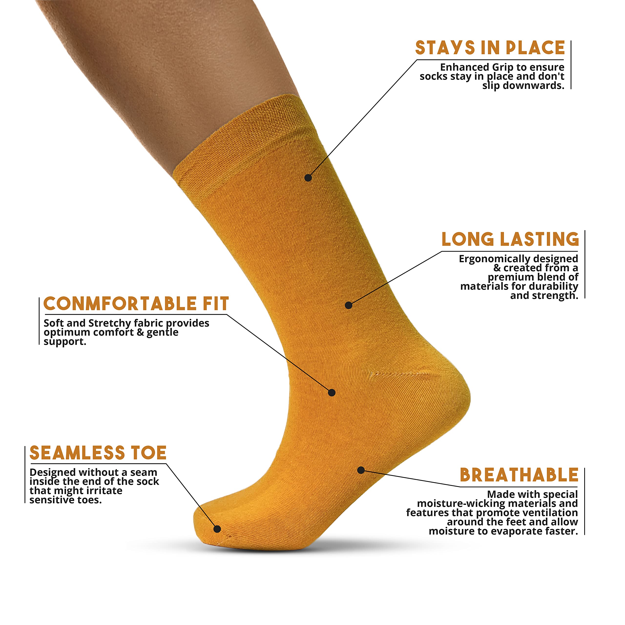 SMG® 12-Pack Men's Seamless Square Block Design Casual Socks - Breathable Everyday Smart Socks for UK Size 6-11 - Perfect for Office, Gym & Daily Wear