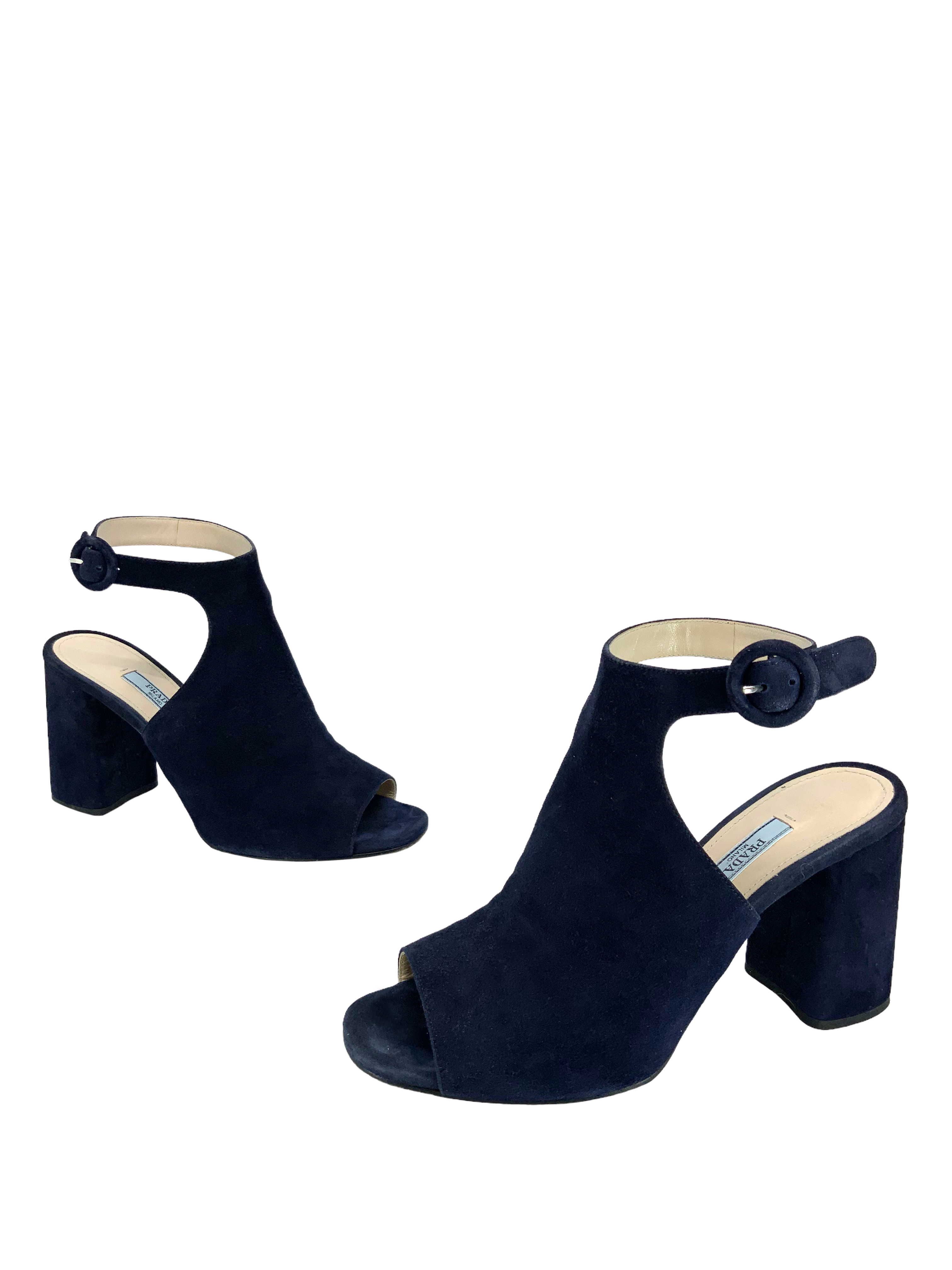 PRADA Suede Ankle Wrap Sandals Women's Size 7 | Luxury Designer Strappy Heels for Summer Weddings & Date Nights