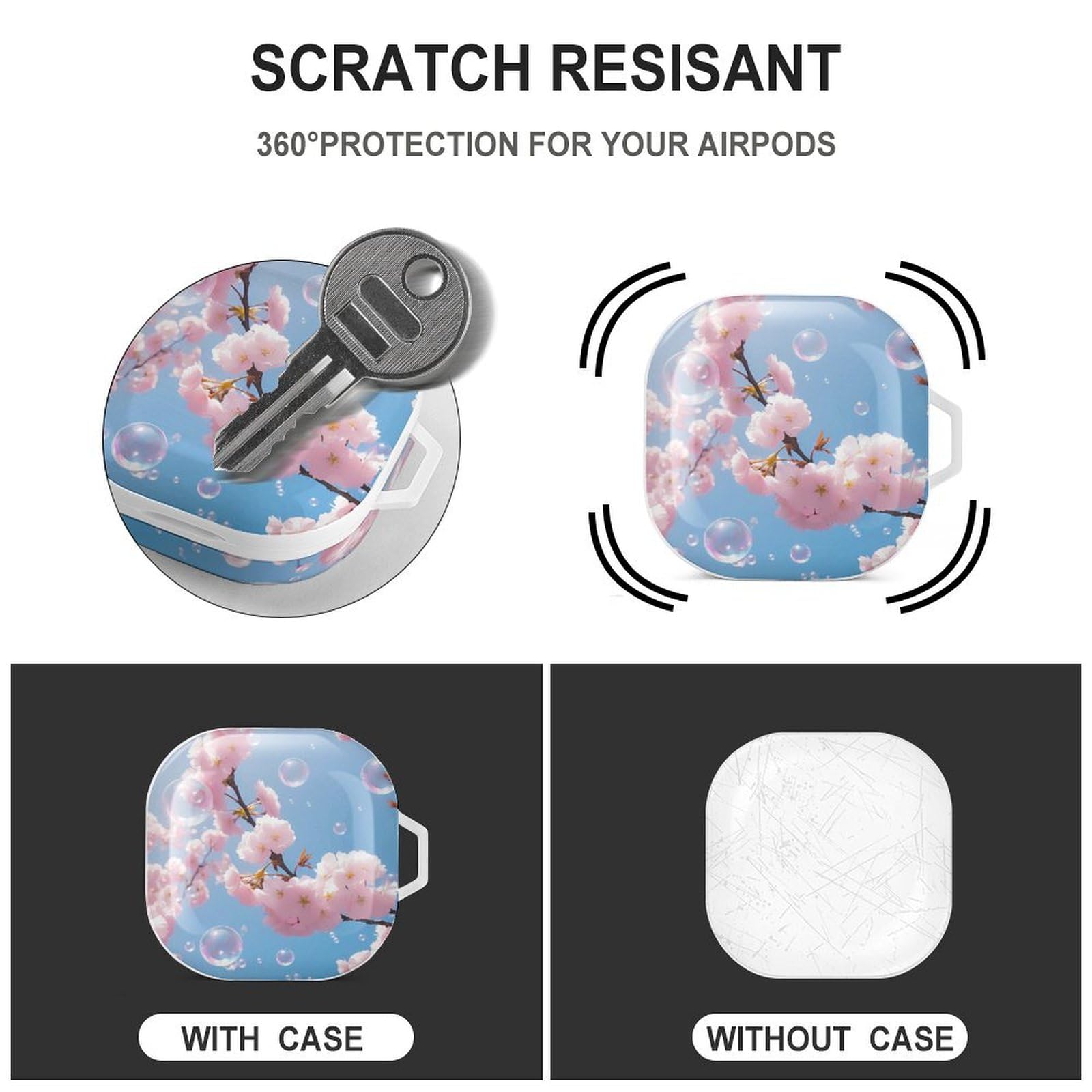 FunnyStar Cherry Blossom Bluetooth Headphone Case - Protective Earbuds Cover Compatible with Samsung Galaxy Buds | Cute Travel Accessory & Gift for Music Lovers