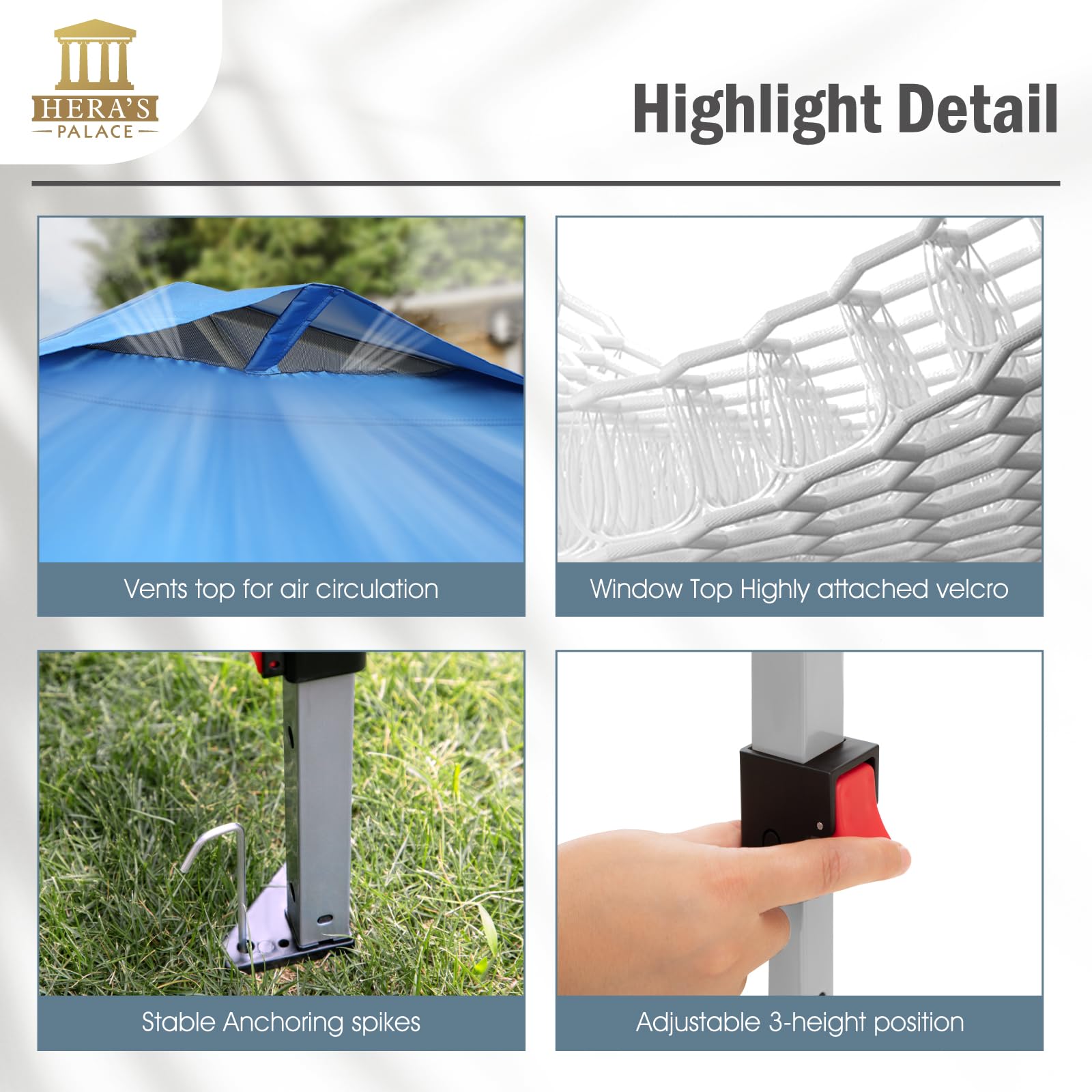 HERA'S PALACE 10x10 Pop Up Canopy Tent - Heavy Duty Outdoor Shade Shelter with Carry Bag - Easy Setup for Backyard, Garden, Patio, Picnics, Camping, and Outdoor Events