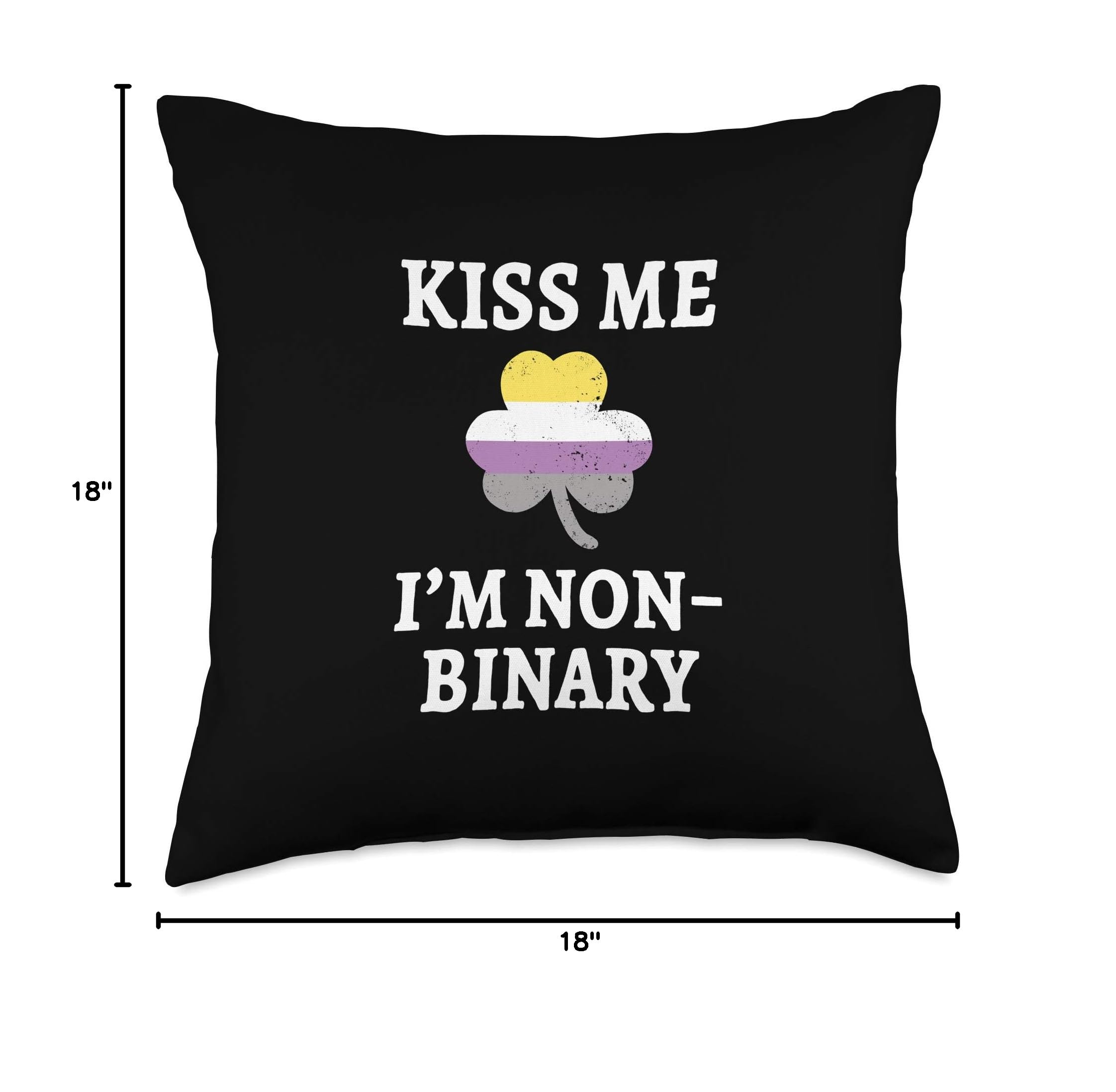 Non-Binary Pride Throw Pillow - 18x18 Inch LGBT St. Patrick's Day Gift with Rainbow Flag Design - Perfect for LGBTQ Home Decor, Sofa Cushion & Pride Month Celebrations