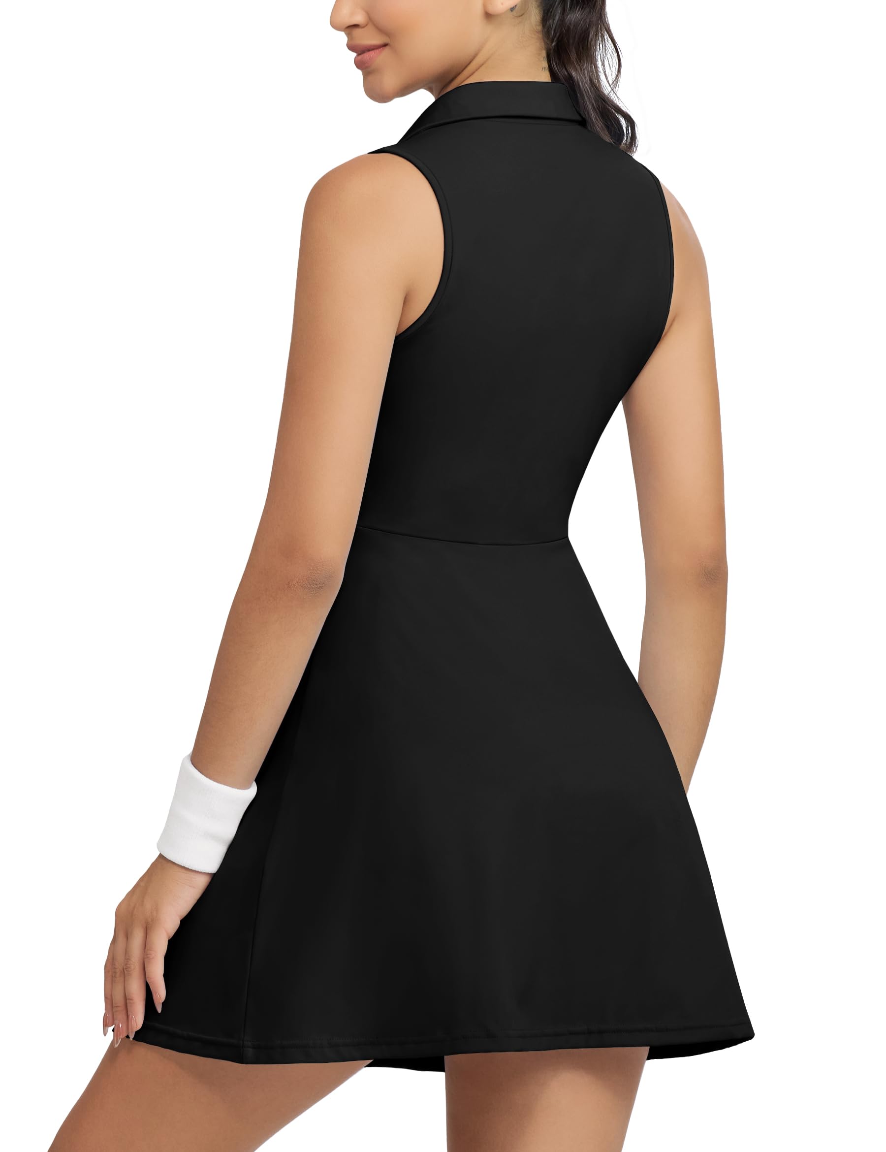 Fengbay Women's Tennis & Golf Dress with Built-in Shorts - 4 Pockets Sleeveless Athletic Workout Dress for Tennis, Golf & Fitness Training