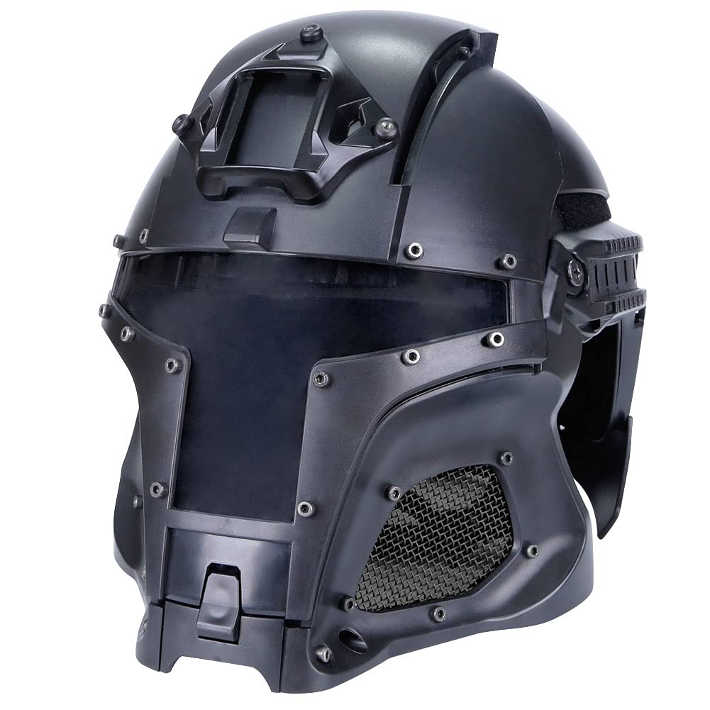 Tactical Full Face Airsoft Helmet - Steel Mesh Paintball Mask for Wargame, CS Games & Cosplay | Military Simulation & Outdoor Sports Protection Gear