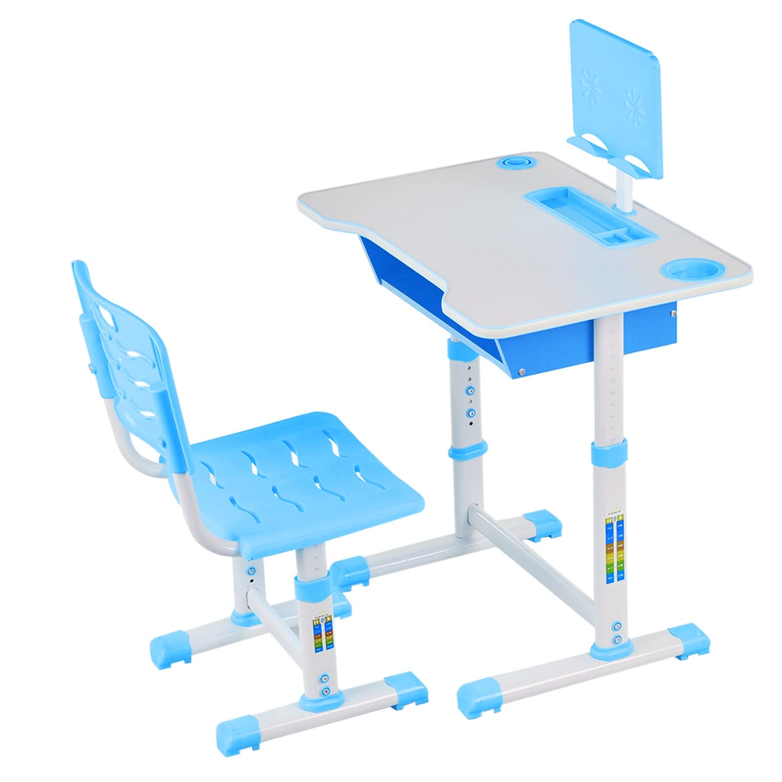WEUIE Adjustable Kids Desk and Chair Set with Storage Drawer - Ergonomic Study Desk for Children Ages 6-12 - Perfect for Homework, Online Learning & Art Activities