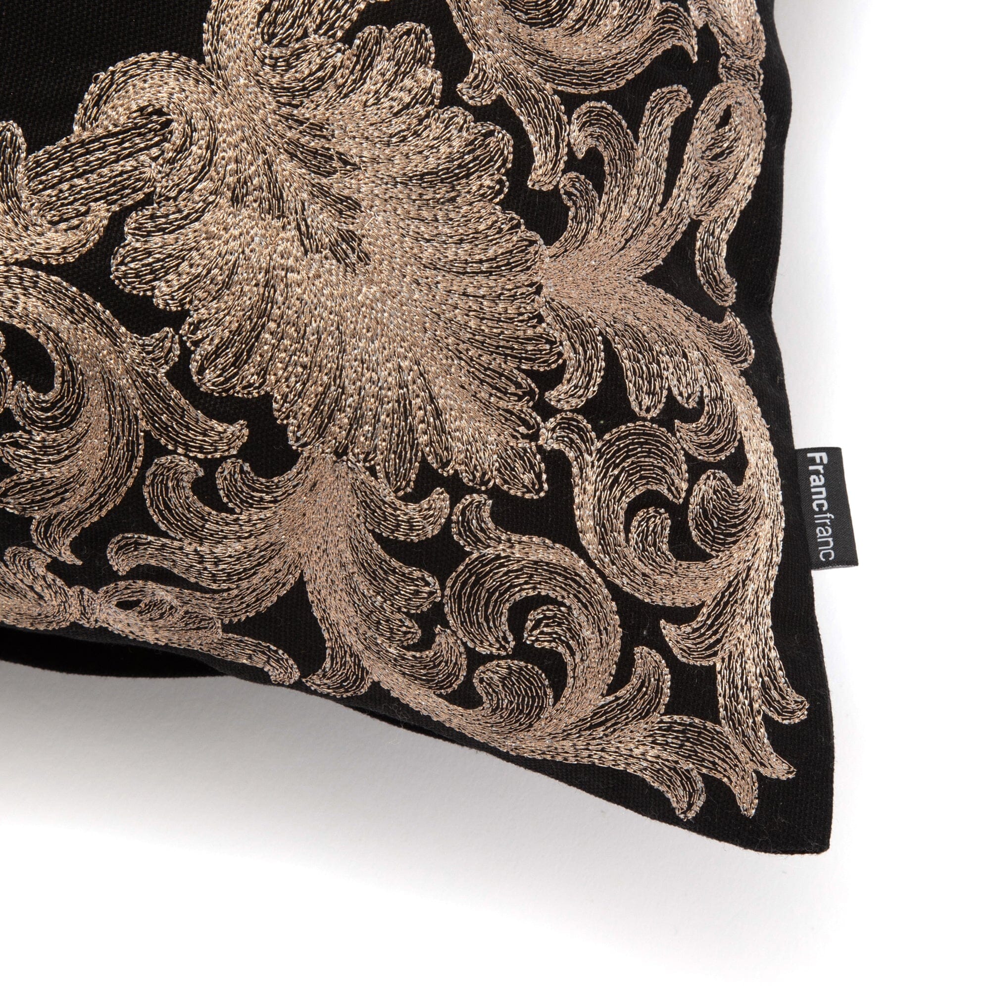 Premium Embroidery Frame Cushion Cover 450 X 450mm - Elegant Black & Gold Home Decor for Sofa, Bed, Living Room, Office