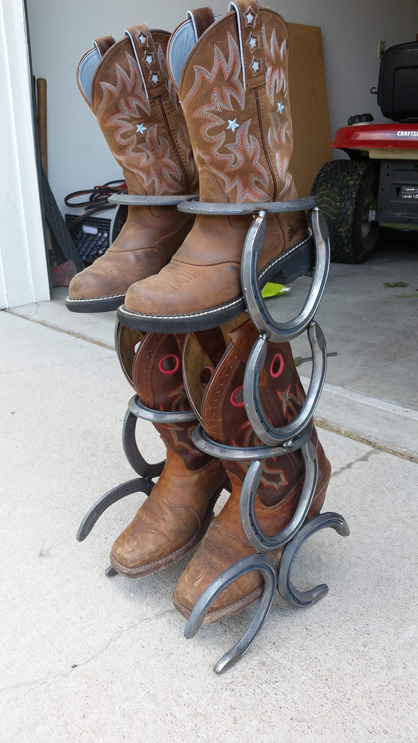 Sturdy 2-Pair Horseshoe Boot Rack - Tall Shoe Organizer for Entryway, Mudroom & Closet Storage - Perfect for Western Decor & Cowboy Boot Display