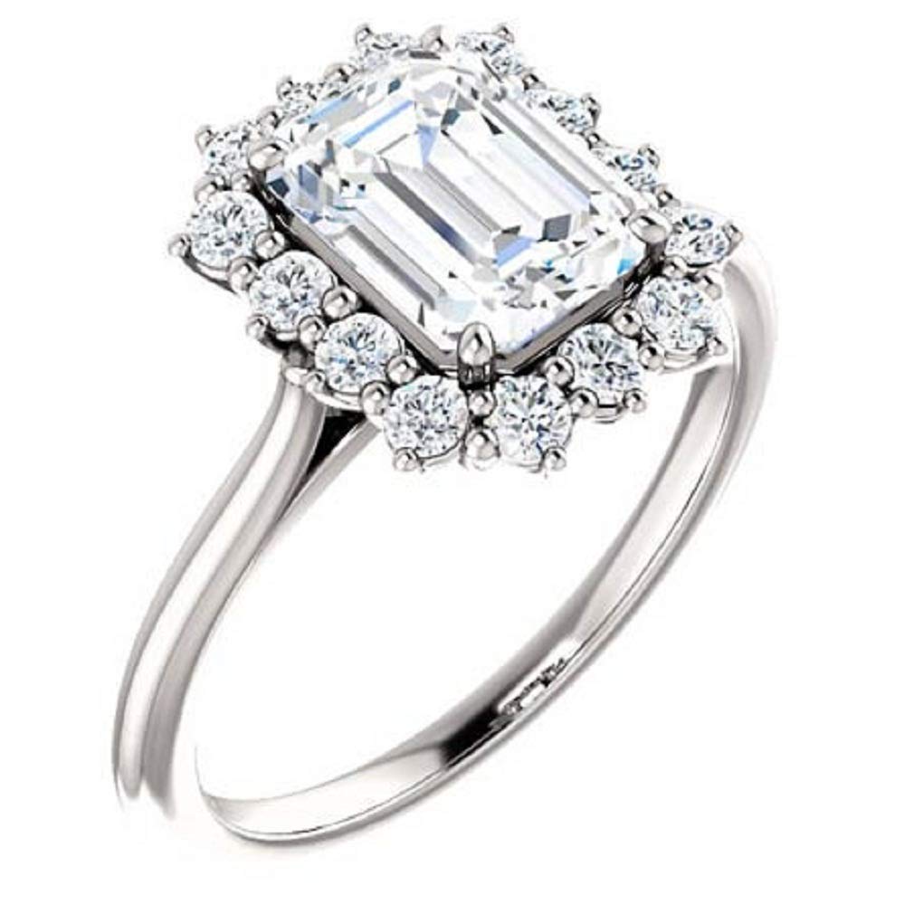 Emerald Cut 5.00CT Moissanite Bridal Ring Set - VVS1 Clarity, Colorless, 925 Sterling Silver - Perfect Engagement & Wedding Jewelry Gift for Her - Ideal for Proposals, Anniversaries, and Special Occasions