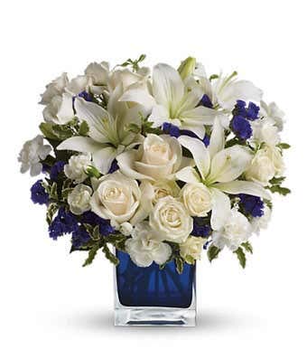Blue Creme Bouquet - Fresh Congratulations Flower Arrangement - Same Day Flower Delivery - Perfect for Anniversaries, Graduations & Celebrations
