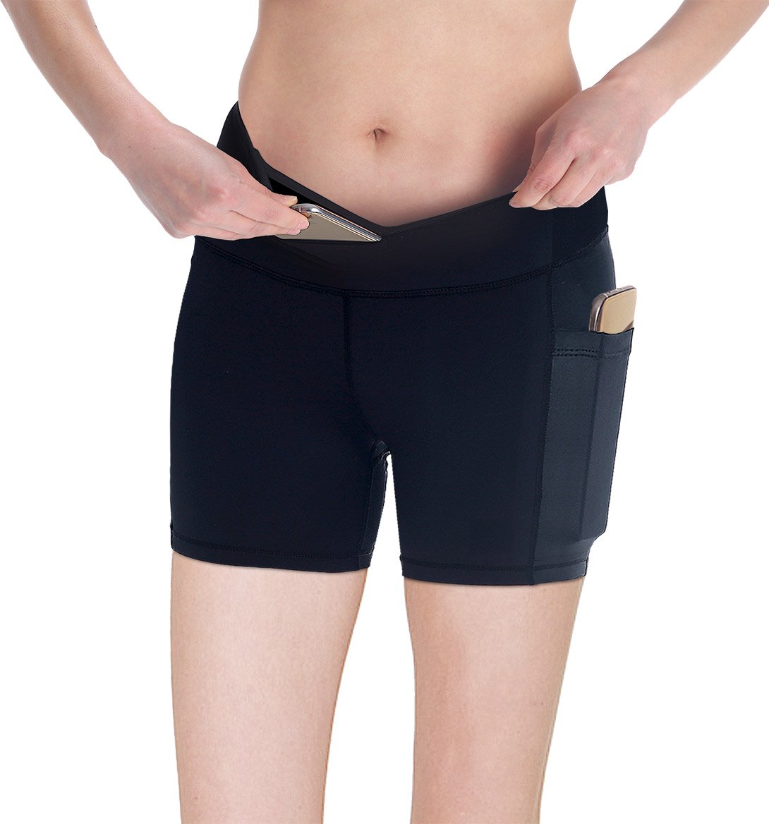 MYoga Women's High Waisted Yoga Pants with Side Pockets - Breathable Workout Leggings for Running, Gym & Lounge - Plus Size XL in Short Length (Black) - Perfect for Yoga, Pilates & Everyday Wear