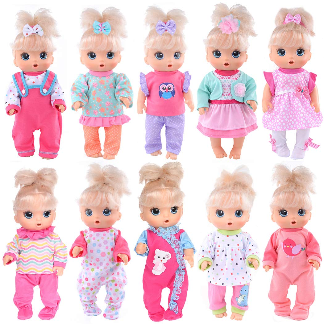 iBayda 10 Sets 26 Pcs Doll Clothes & Accessories for 10-12 Inch Baby Dolls - Outfits for Newborn, Alive & Fashion Dolls - Perfect for Dress Up, Role Play & Collecting