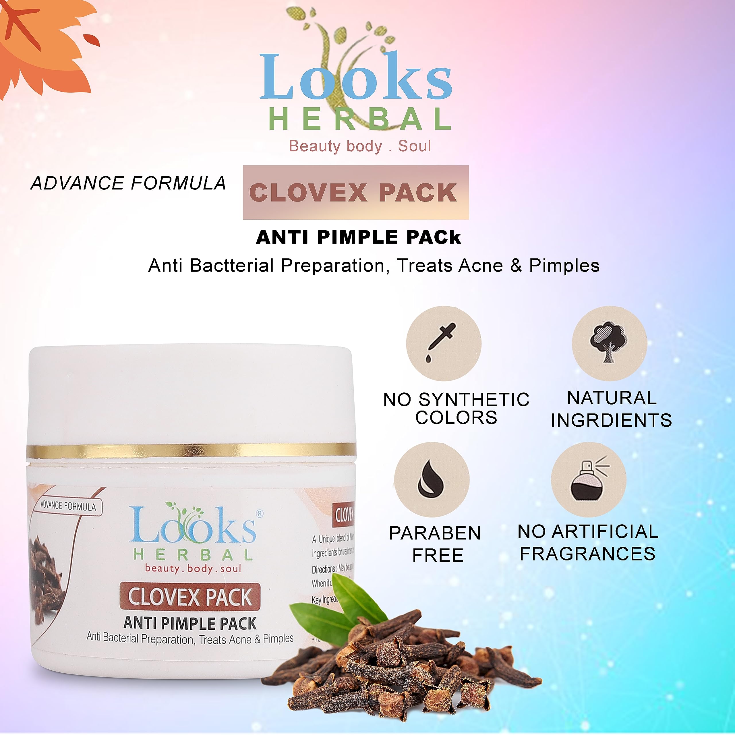 Herbal Anti-Acne Face Pack for Glowing Skin - Pimple Treatment for Men & Women - Brightening Skin Care for Clear Complexion - Perfect for Daily Skincare Routine & Acne-Prone Skin