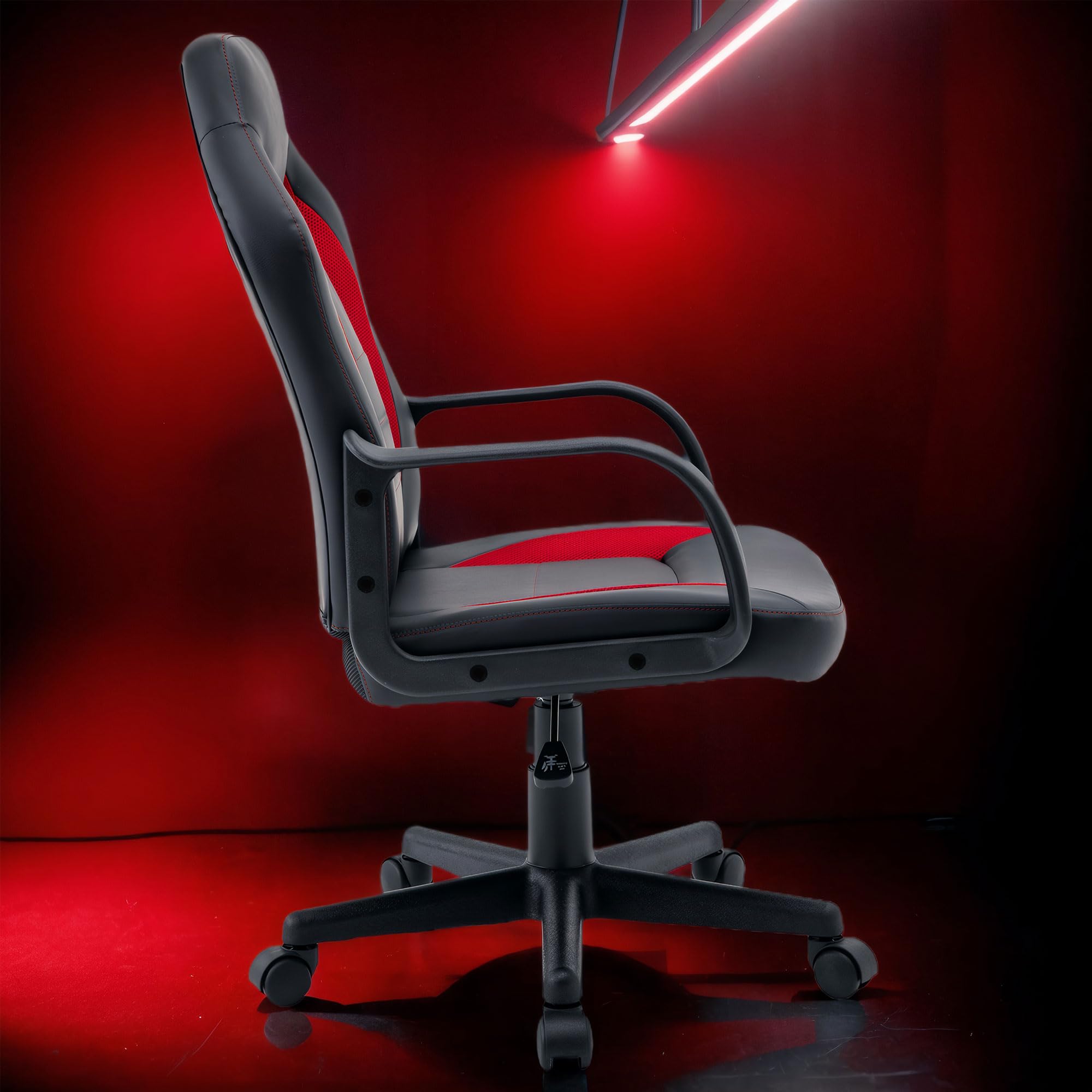 Ergonomic Gaming Chair with Lumbar Support - High Back PU Leather Office Chair for Adults & Teens - Adjustable Swivel Computer Desk Chair for Home, Gaming & Work - Black & Red Racing Style